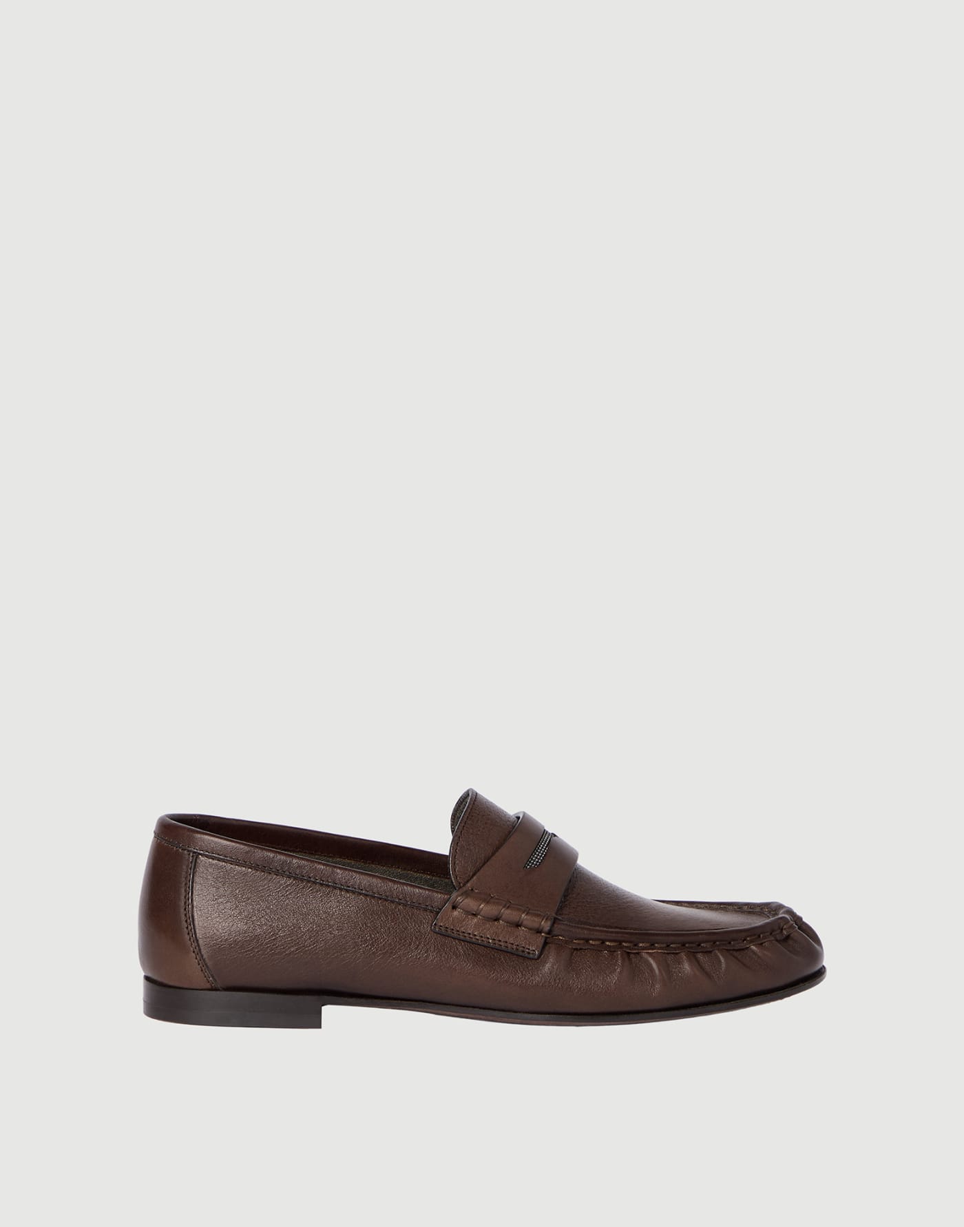 Riding calfskin penny loafers Cocoa Woman - Brunello Cucinelli
