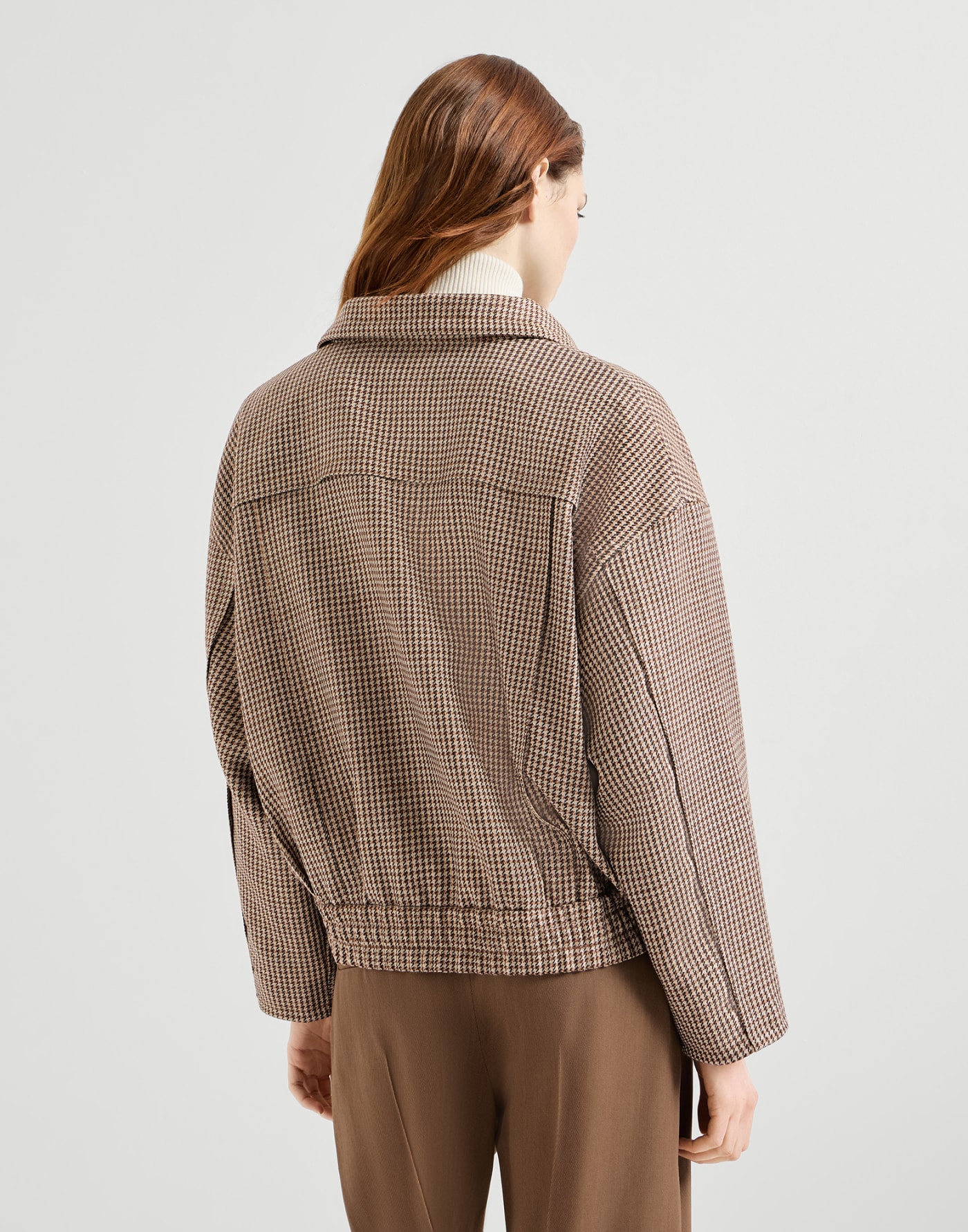 Sparkling houndstooth outerwear jacket Brown Woman - Brunello Cucinelli