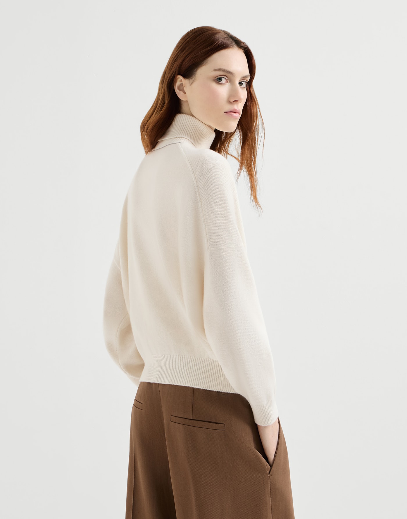 Jersey cuello alto de cachemir Mantequilla Mujer - Brunello Cucinelli