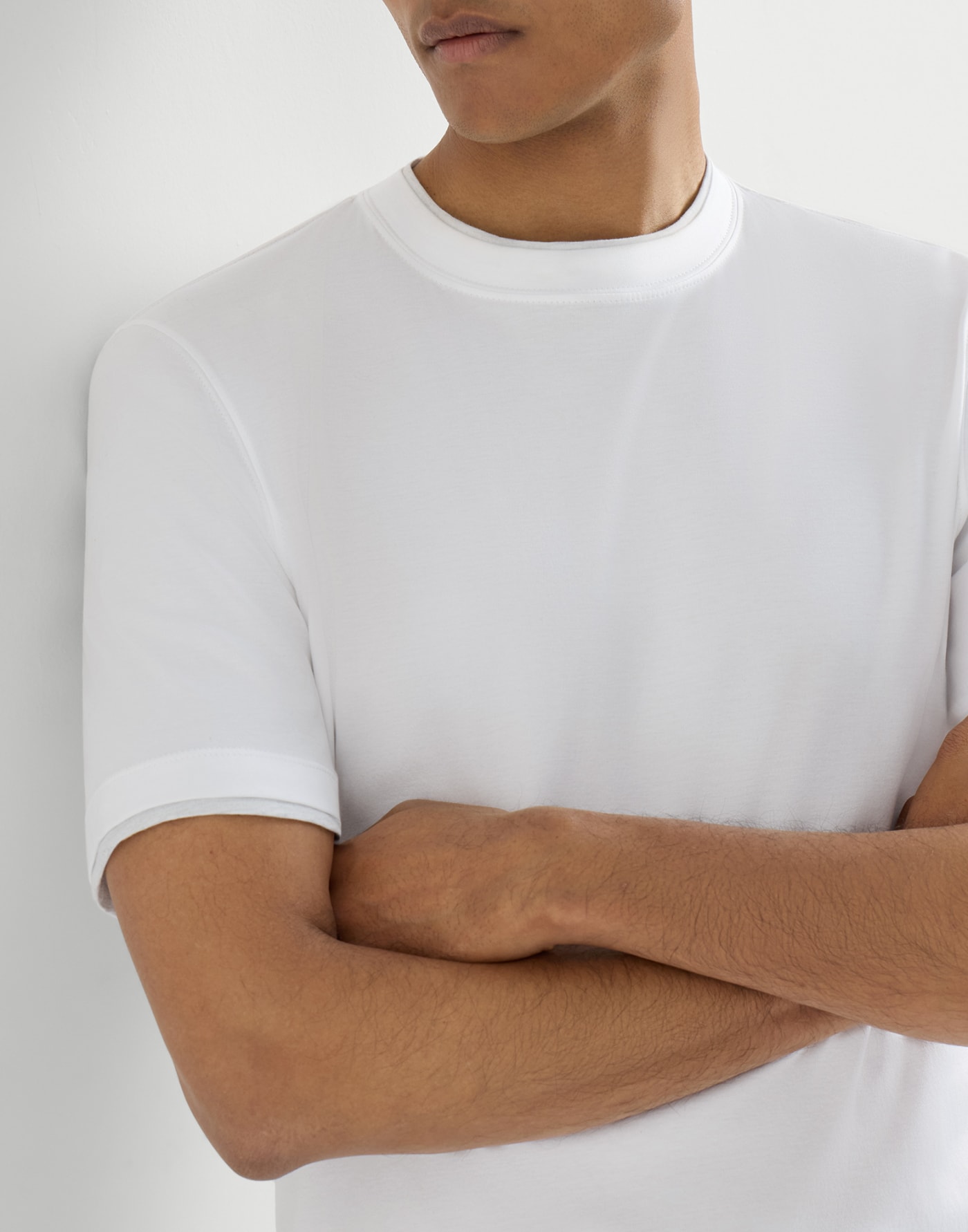 T-shirt with faux-layering White Man - Brunello Cucinelli
