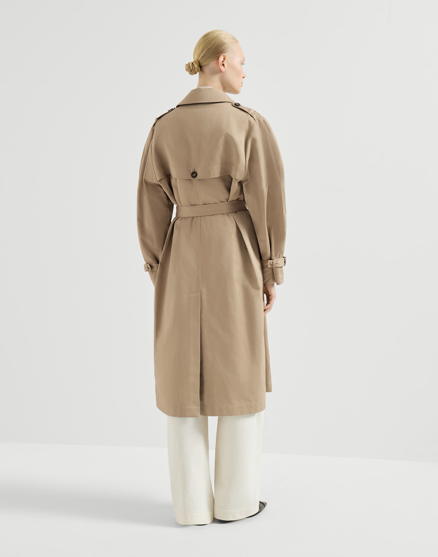 Twill trench with monili Camel Woman - Brunello Cucinelli