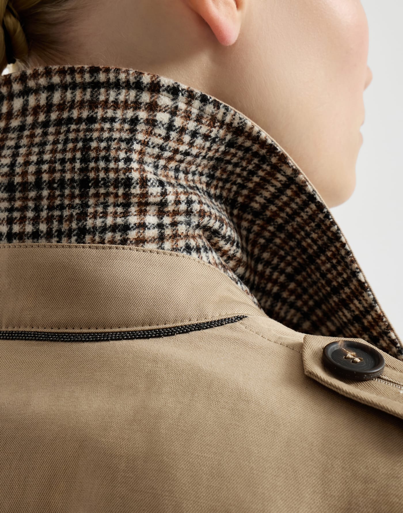 Twill trench with monili Camel Woman - Brunello Cucinelli
