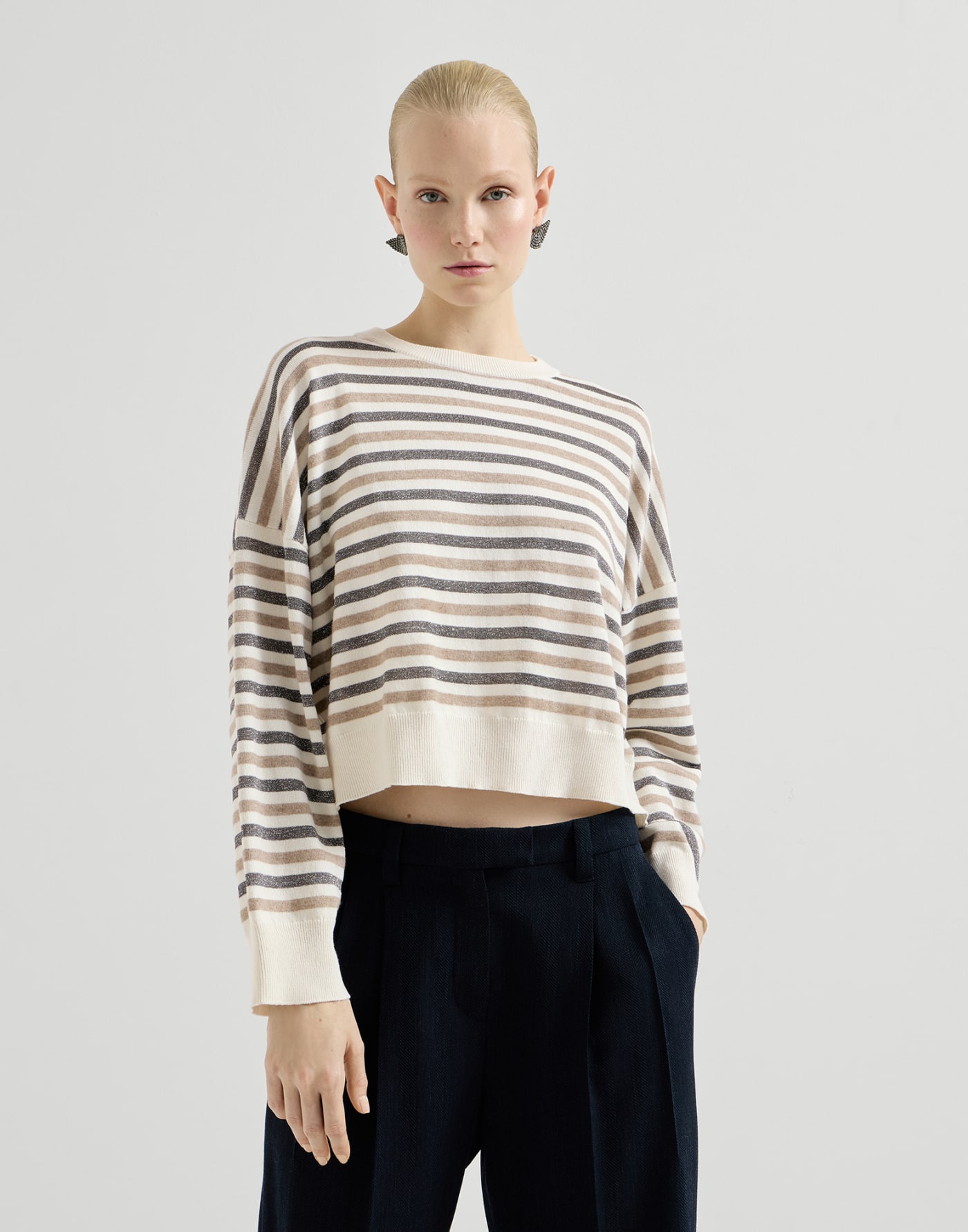 Sparkling stripes sweater Panama Woman - Brunello Cucinelli