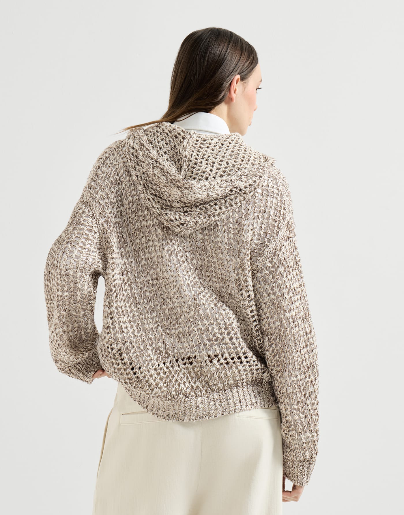 Кардиган Dazzling Chiné в сетку Веревка Женщина - Brunello Cucinelli