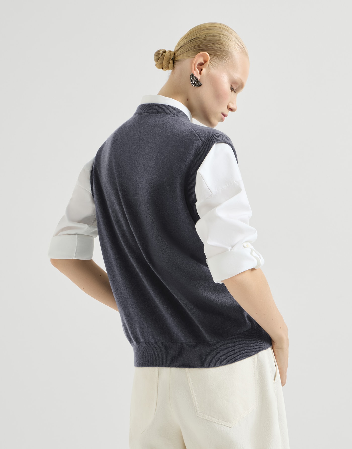 Cashmere knit vest Blue Woman - Brunello Cucinelli