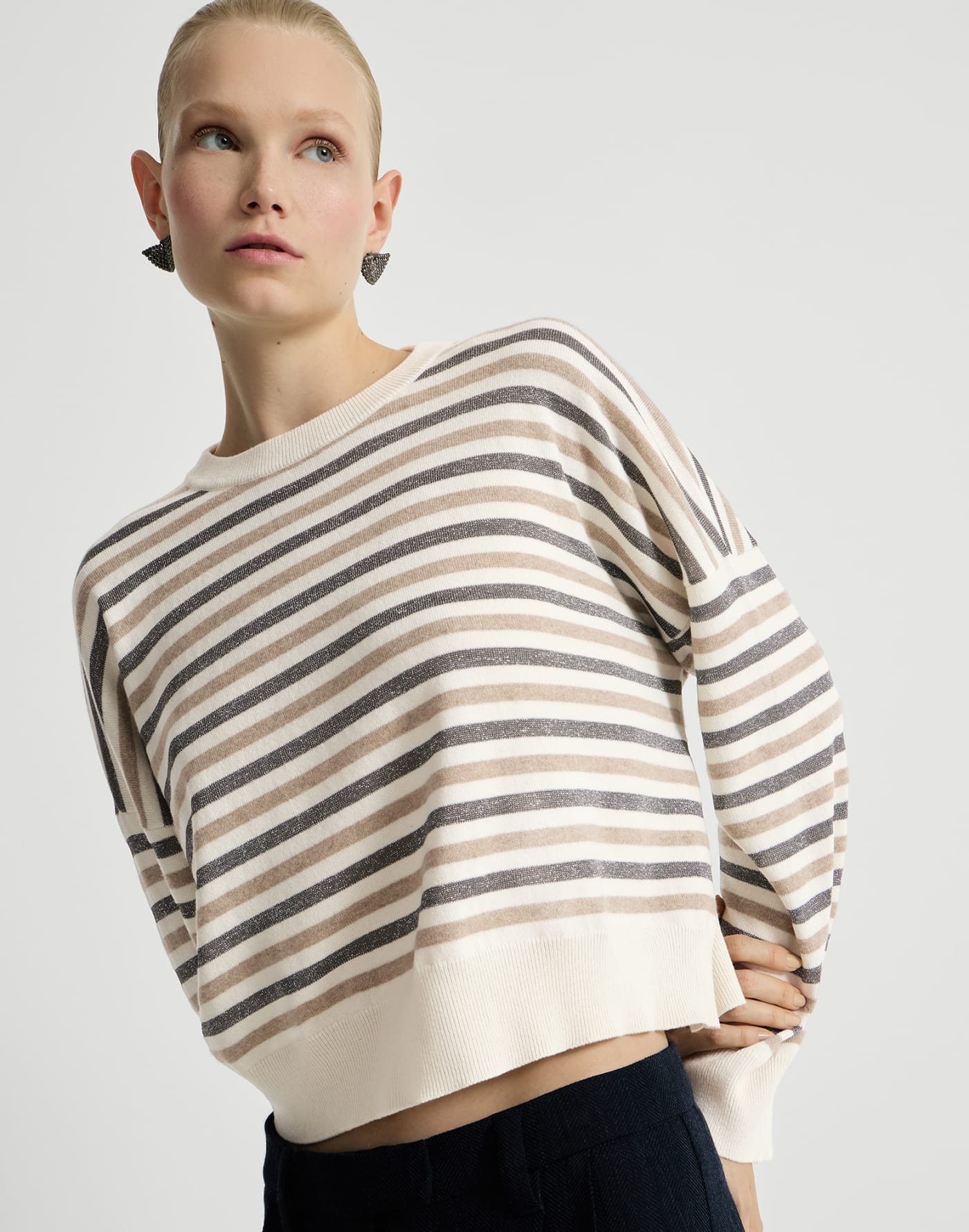 Sparkling stripes sweater Panama Woman - Brunello Cucinelli