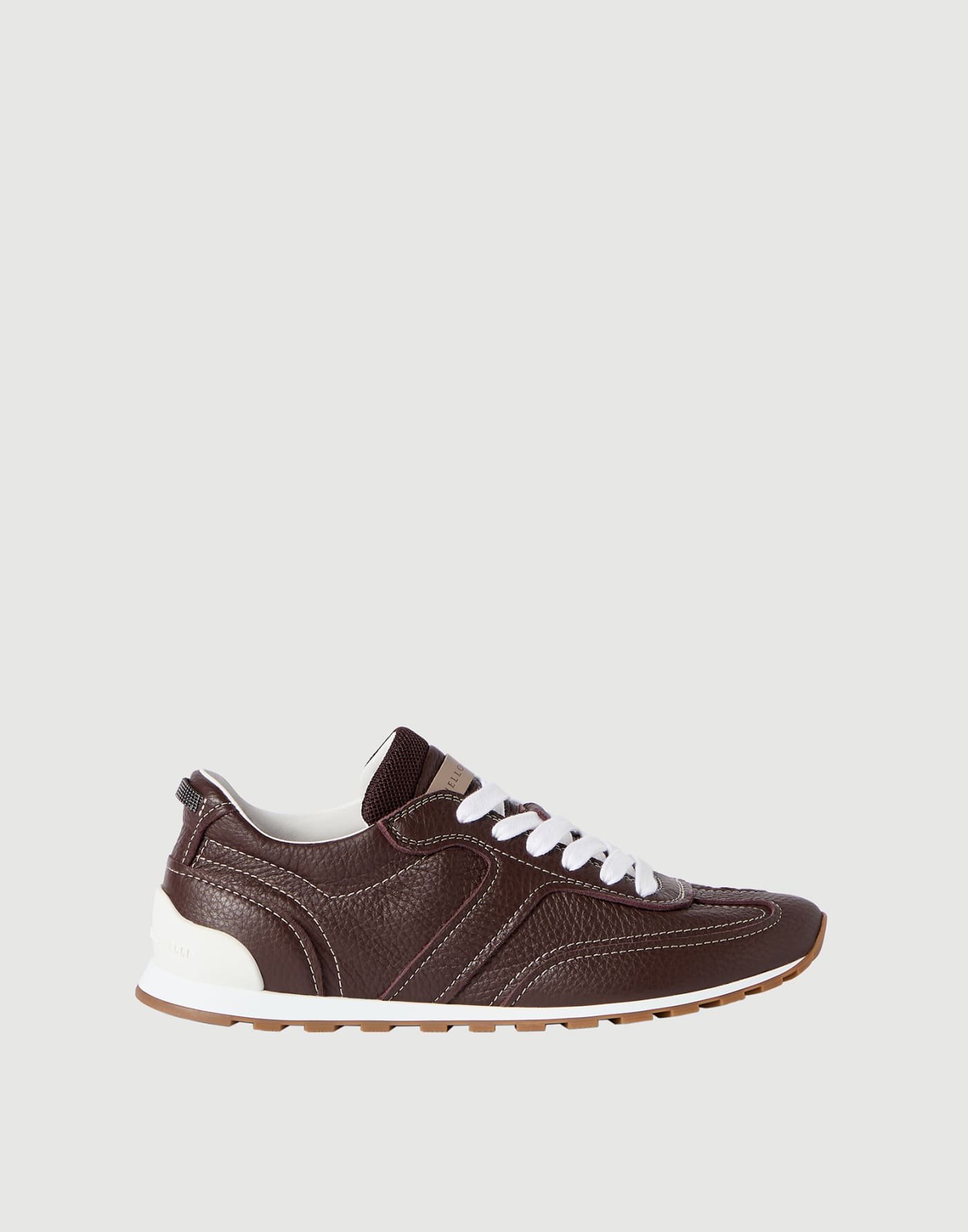 Runners in pelle Soft con grana Mogano Donna - Brunello Cucinelli