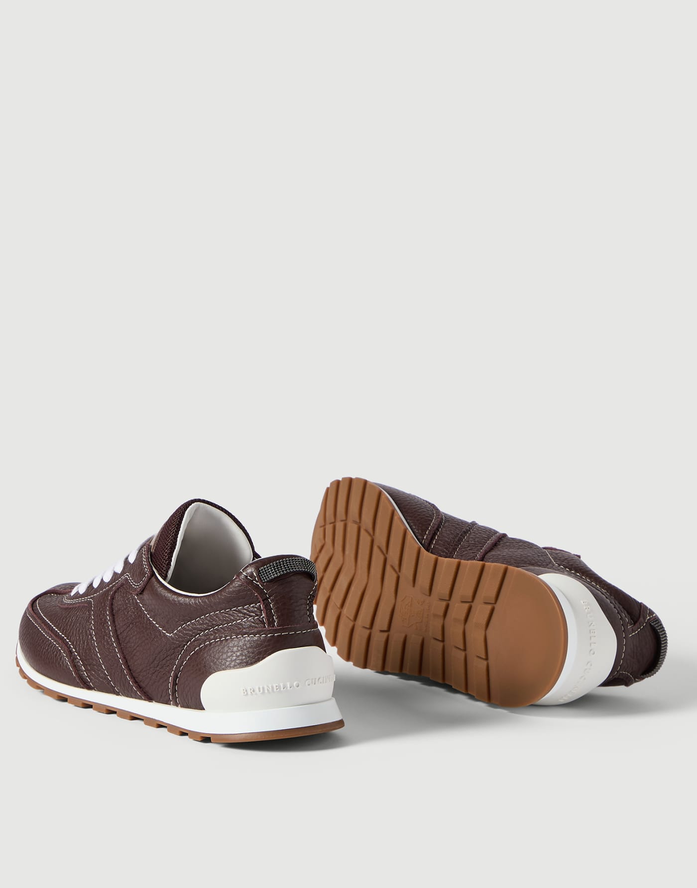 Runners in pelle Soft con grana Mogano Donna - Brunello Cucinelli