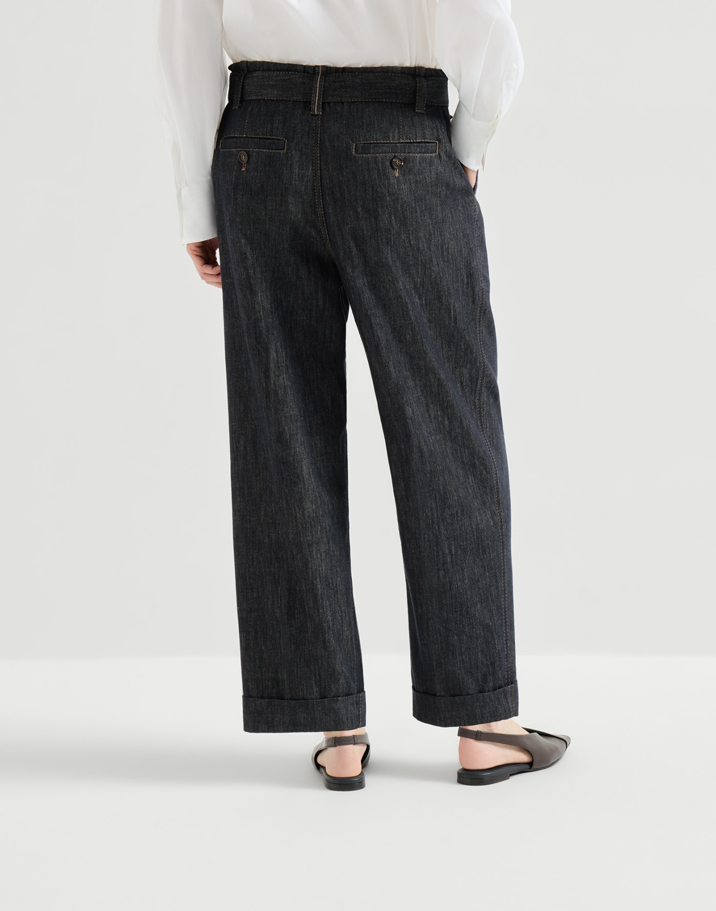 Sartorial Loose trousers Dark Denim Woman - Brunello Cucinelli
