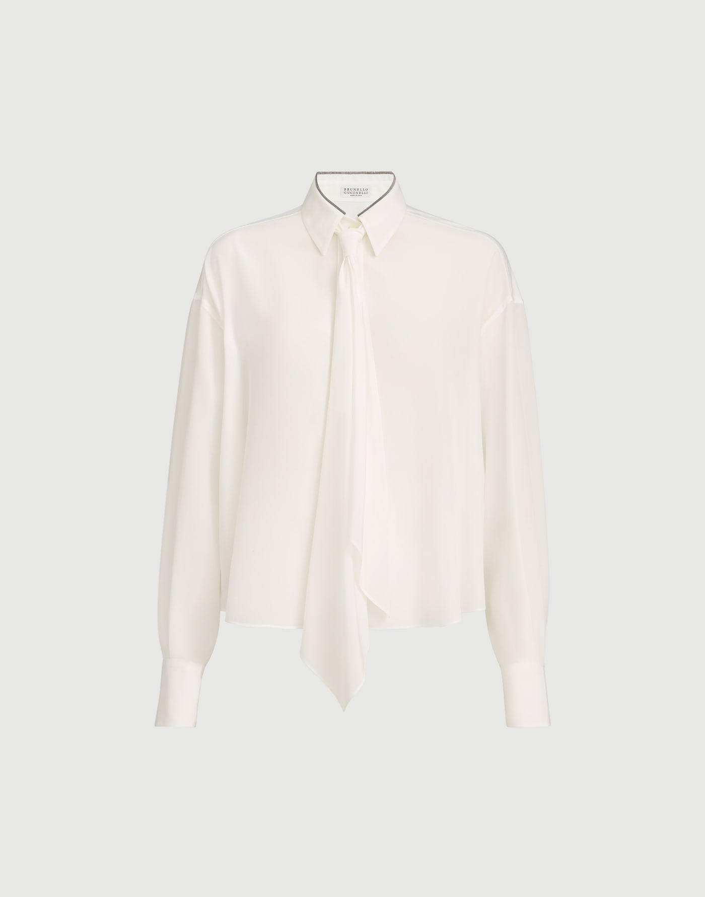 Silk shirt with tie White Woman - Brunello Cucinelli