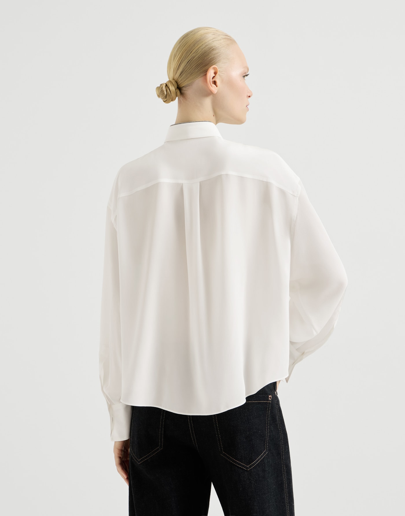Silk shirt with tie White Woman - Brunello Cucinelli