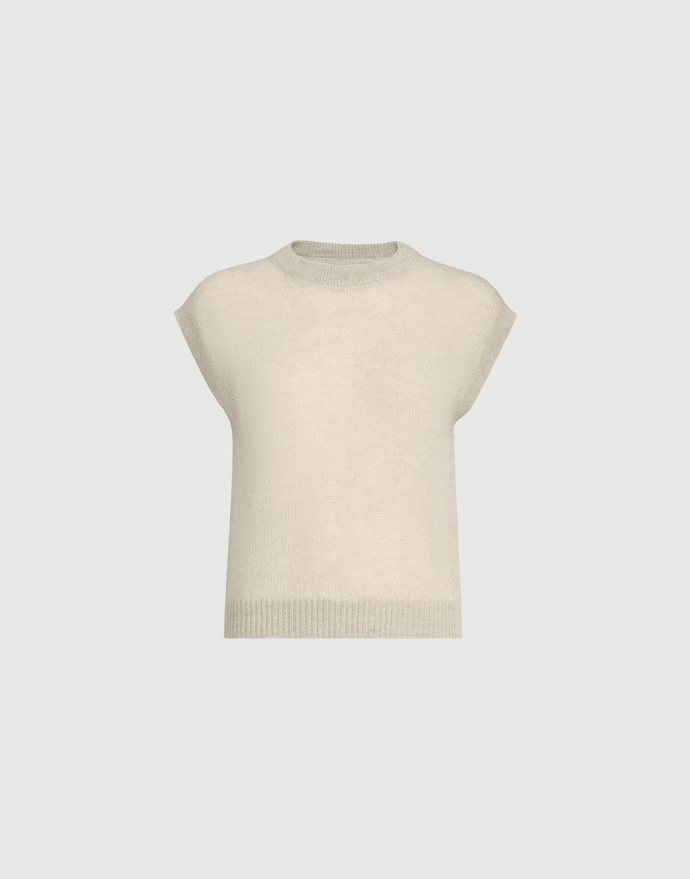 Sparkling mohair and wool T-shirt Ivory Woman - Brunello Cucinelli