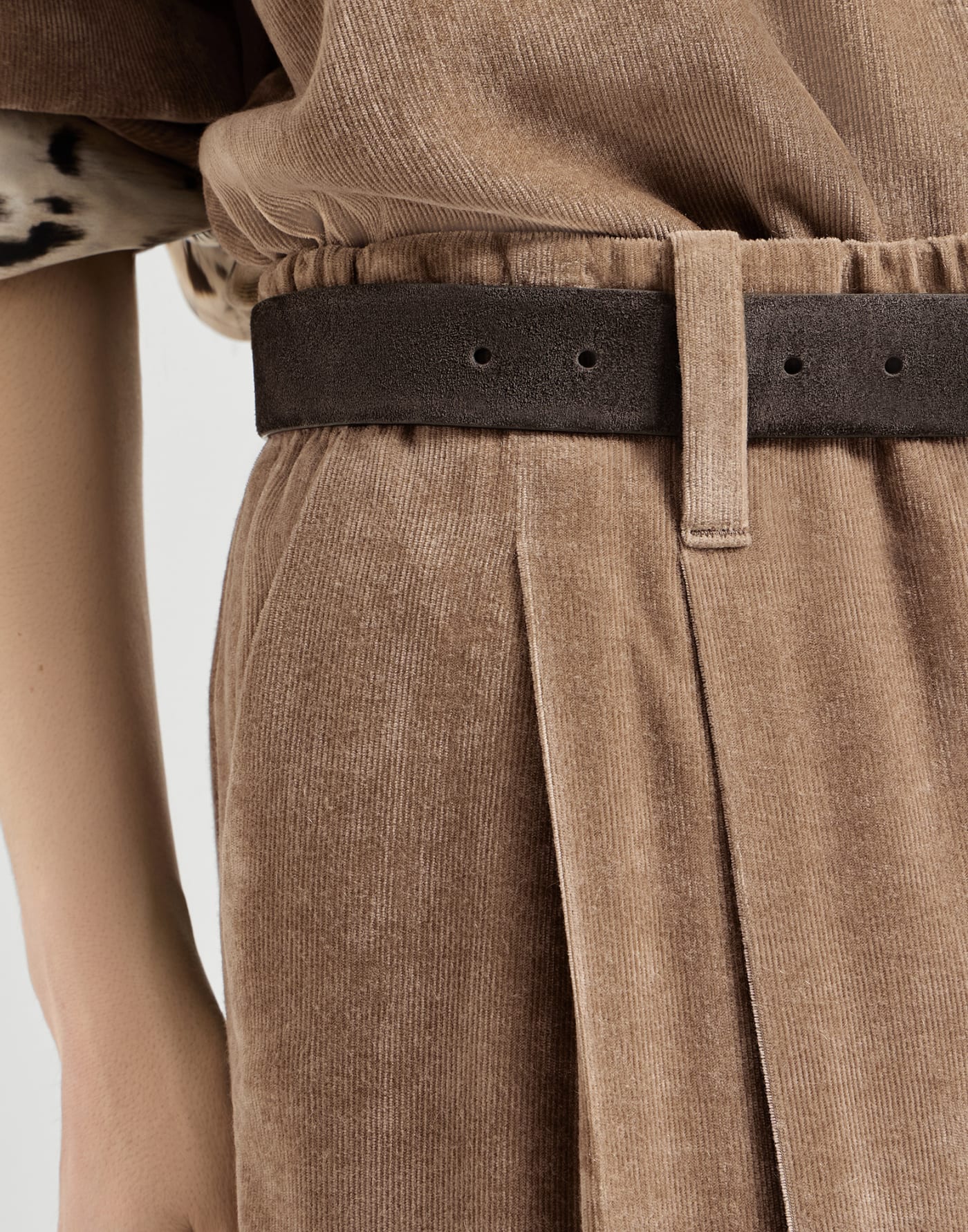 Fluid corduroy trousers Cappuccino Woman - Brunello Cucinelli