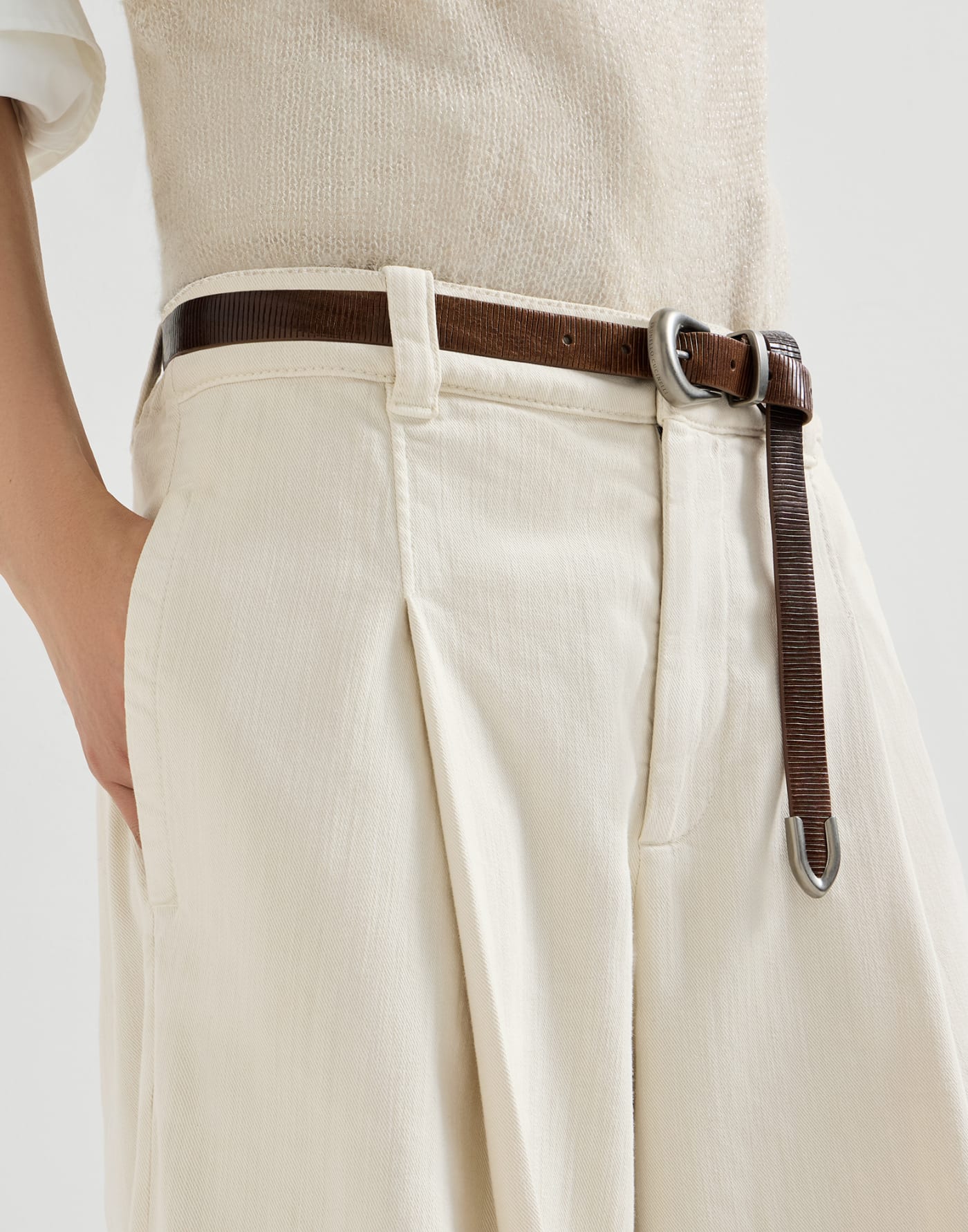 Брюки А-силуэта Pleated Молочный Женщина - Brunello Cucinelli