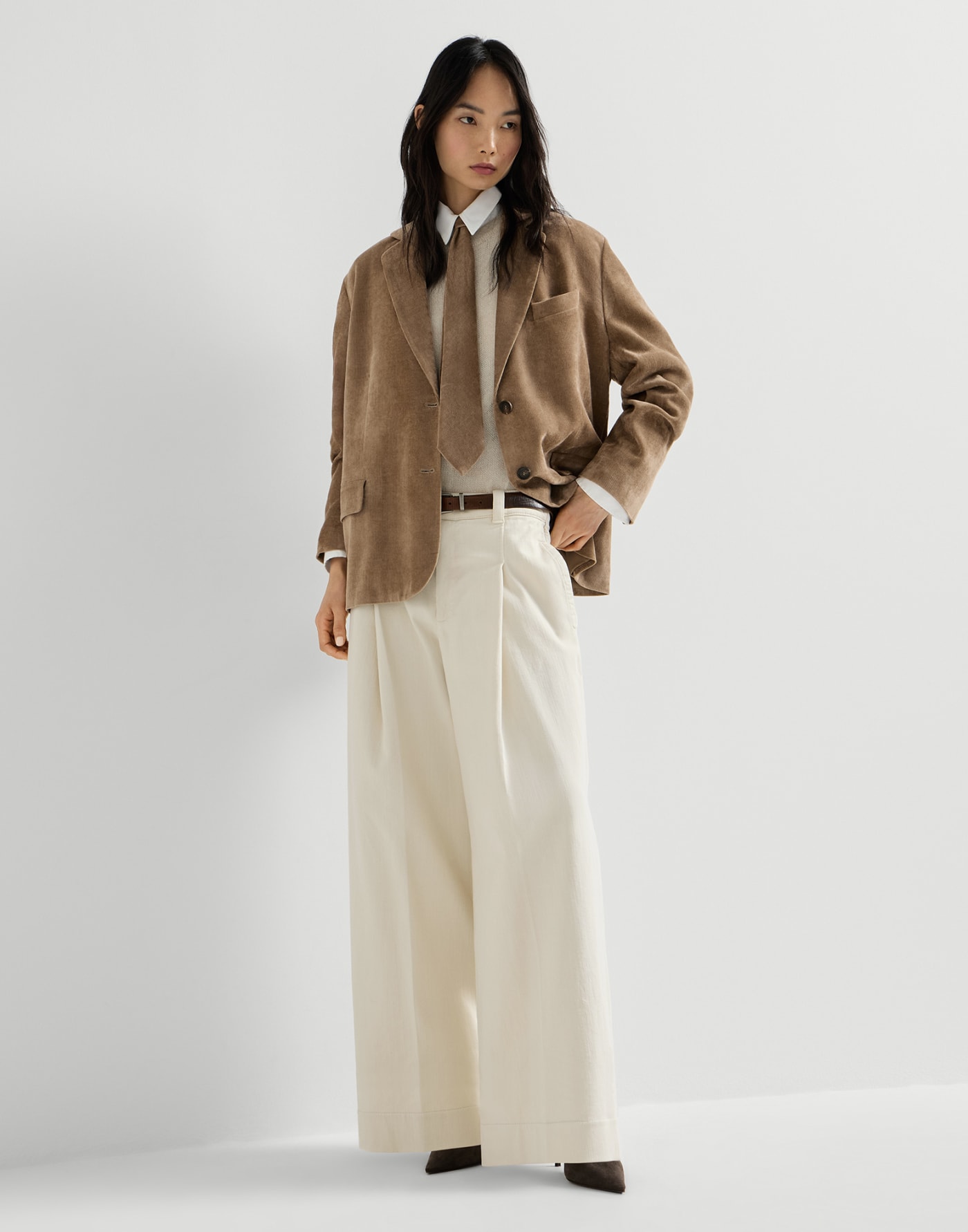 Брюки А-силуэта Pleated Молочный Женщина - Brunello Cucinelli
