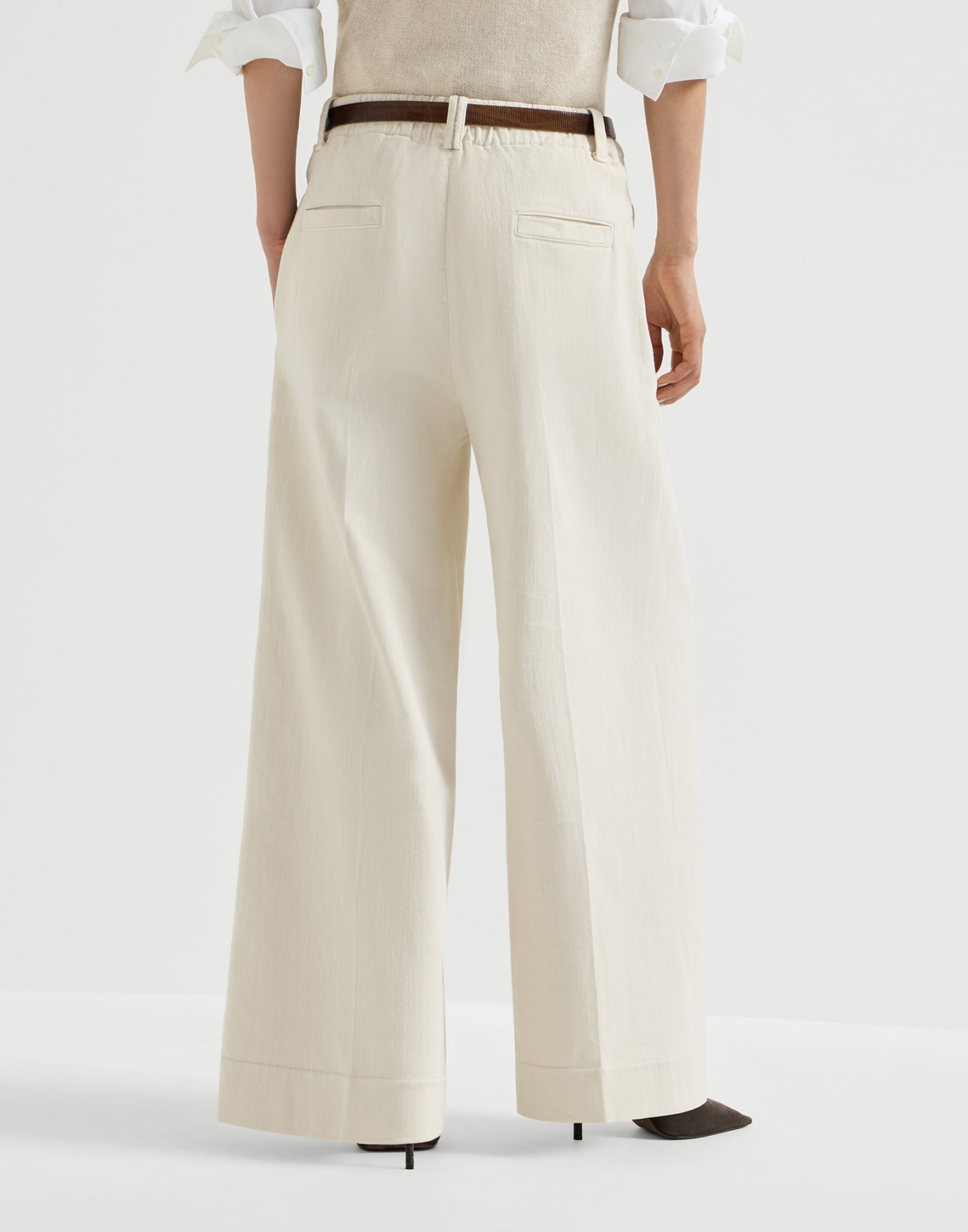 Брюки А-силуэта Pleated Молочный Женщина - Brunello Cucinelli