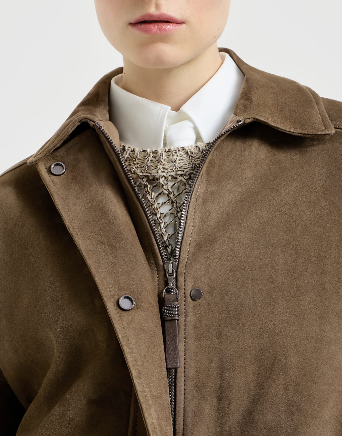 쿠튀르 스웨이드 블루종 재킷 오레가노 여성 - Brunello Cucinelli