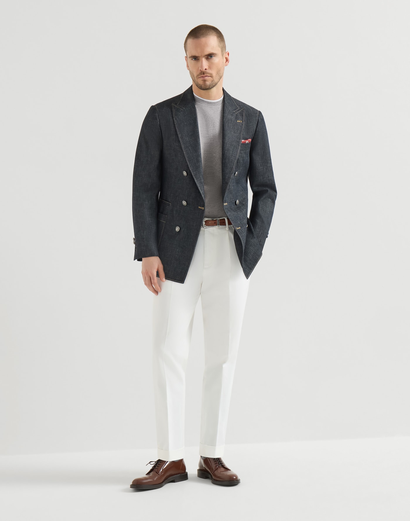 T-shirt with faux-layering Grey Man - Brunello Cucinelli