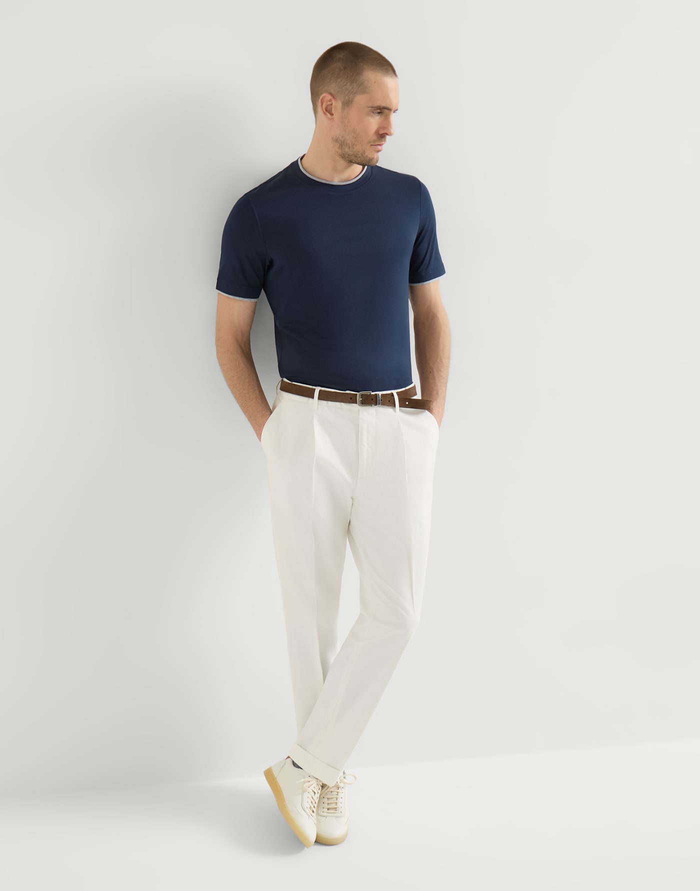 Gabardine garment dyed trousers White Man - Brunello Cucinelli