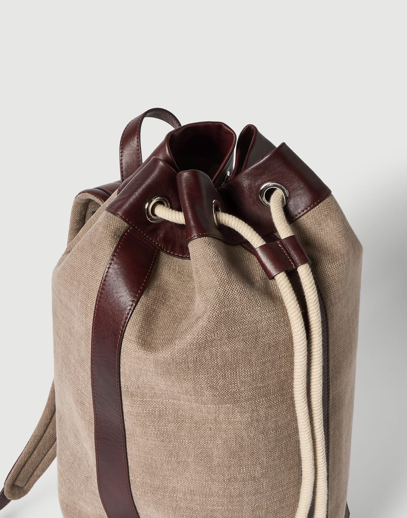 Water-resistant drawstring backpack Leather Man - Brunello Cucinelli