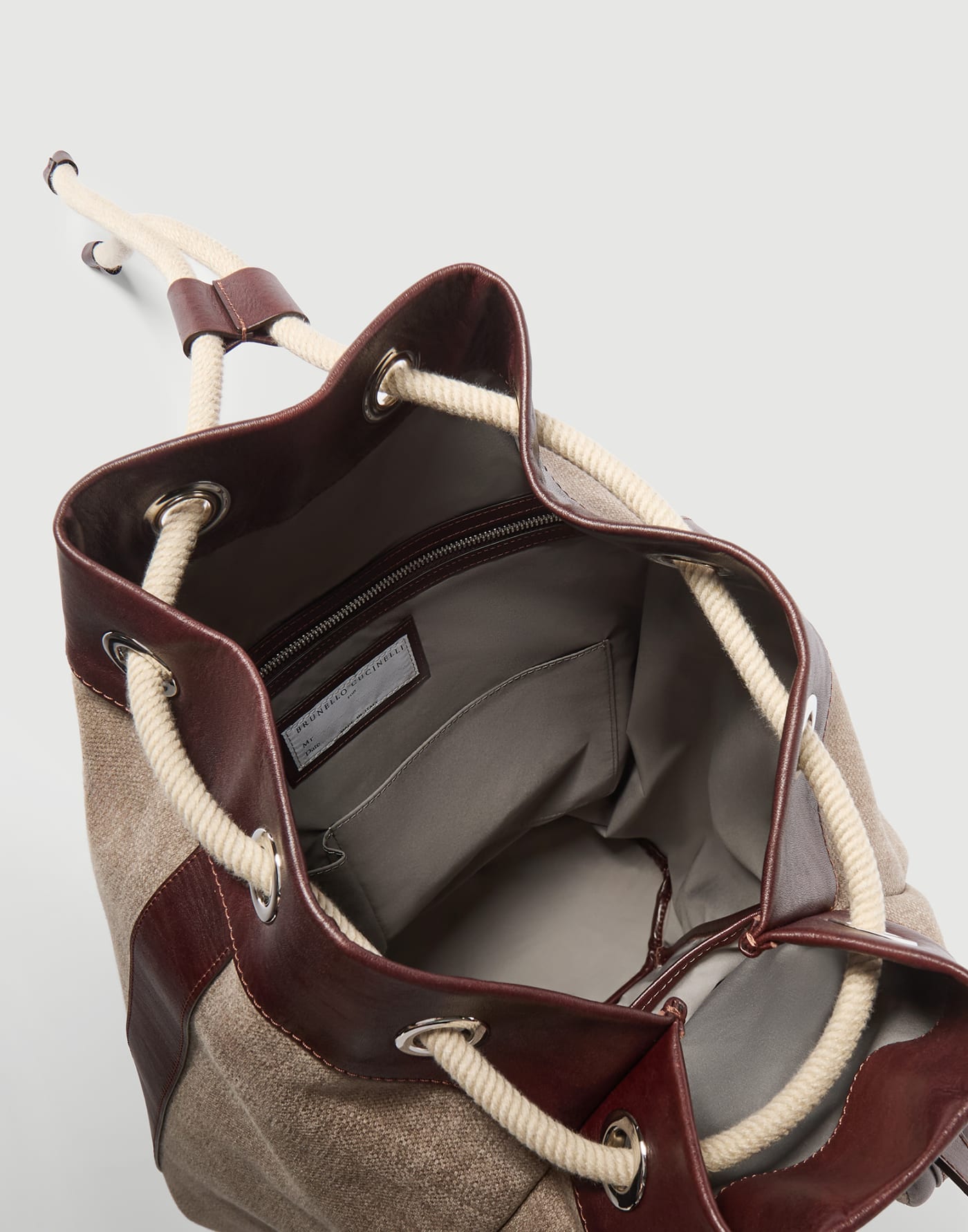 Water-resistant drawstring backpack Leather Man - Brunello Cucinelli