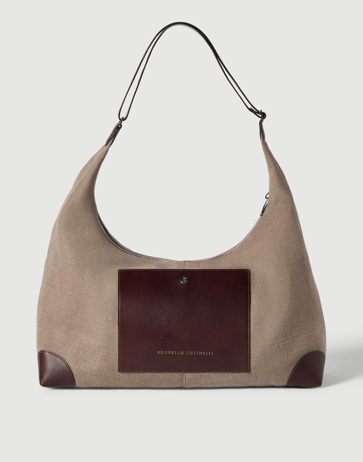 Canvas and calfskin messenger bag Leather Man - Brunello Cucinelli