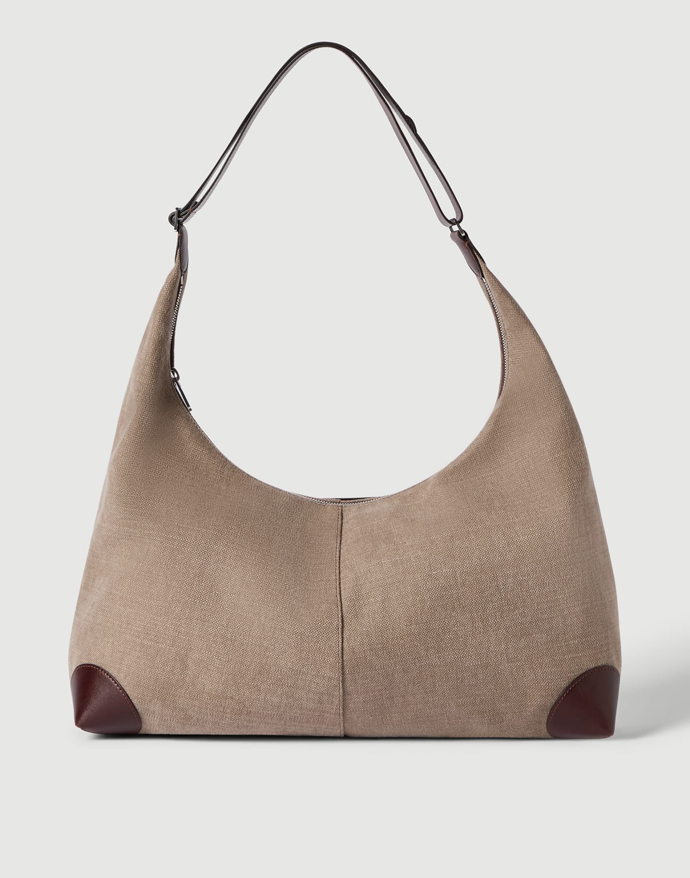 Canvas and calfskin messenger bag Leather Man - Brunello Cucinelli