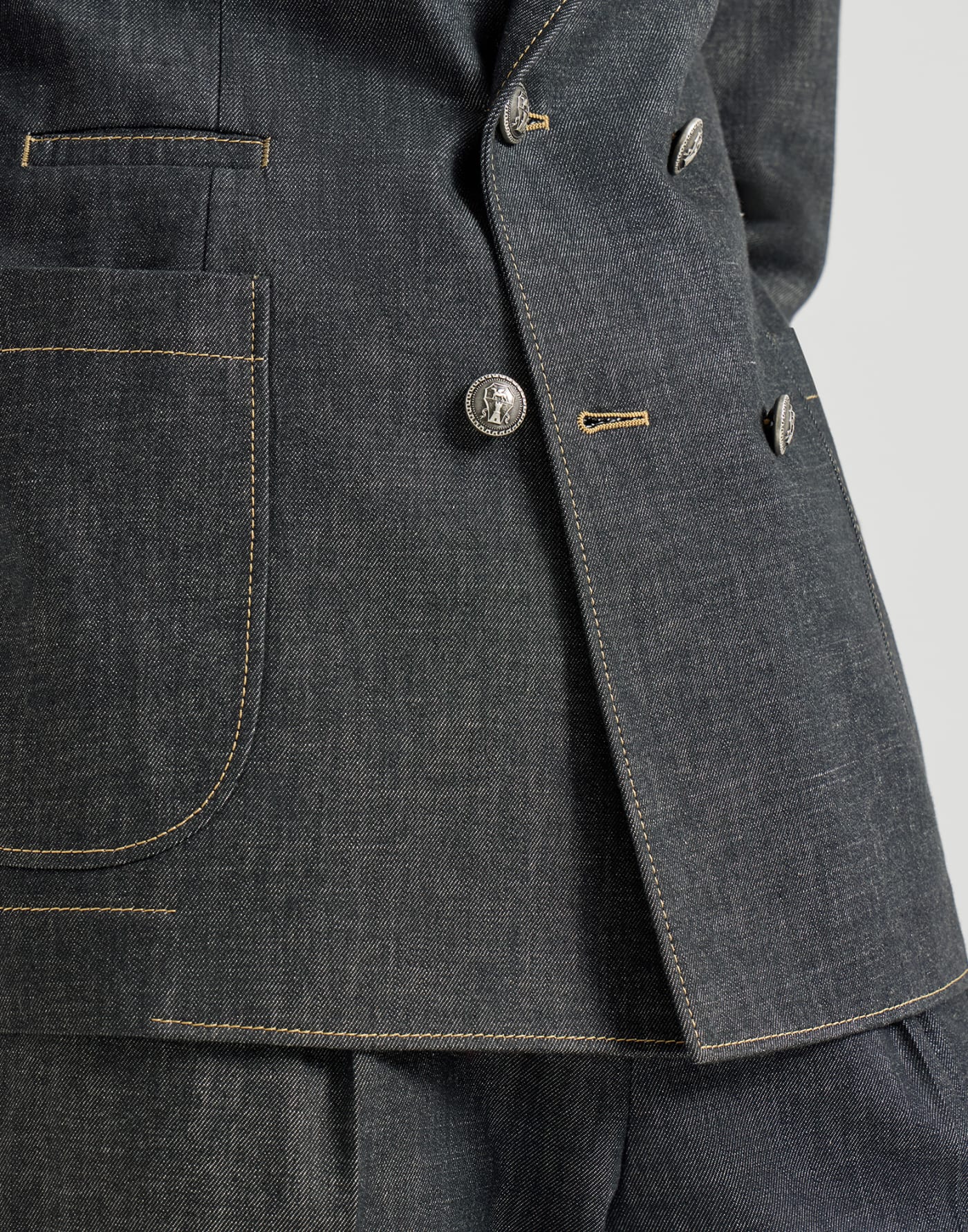 No-fade denim deconstructed blazer Dark Grey Man - Brunello Cucinelli