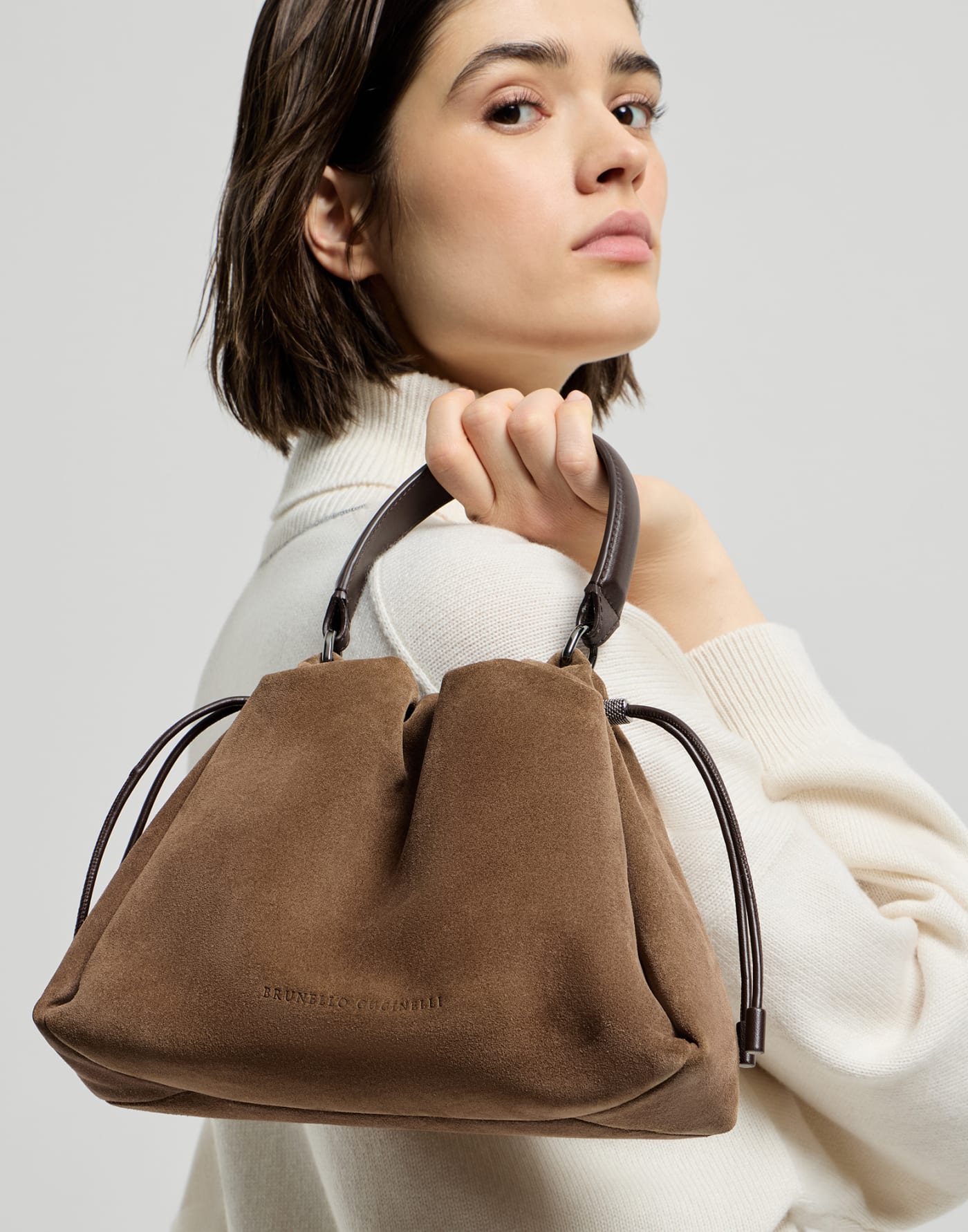 スエード Mellow バケットバッグ(S) キャラメル レディース - Brunello Cucinelli