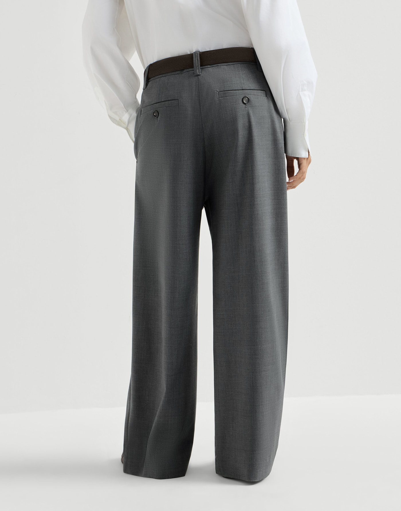 Pantalón de lana Tropical Luxury Gris Oscuro Mujer - Brunello Cucinelli