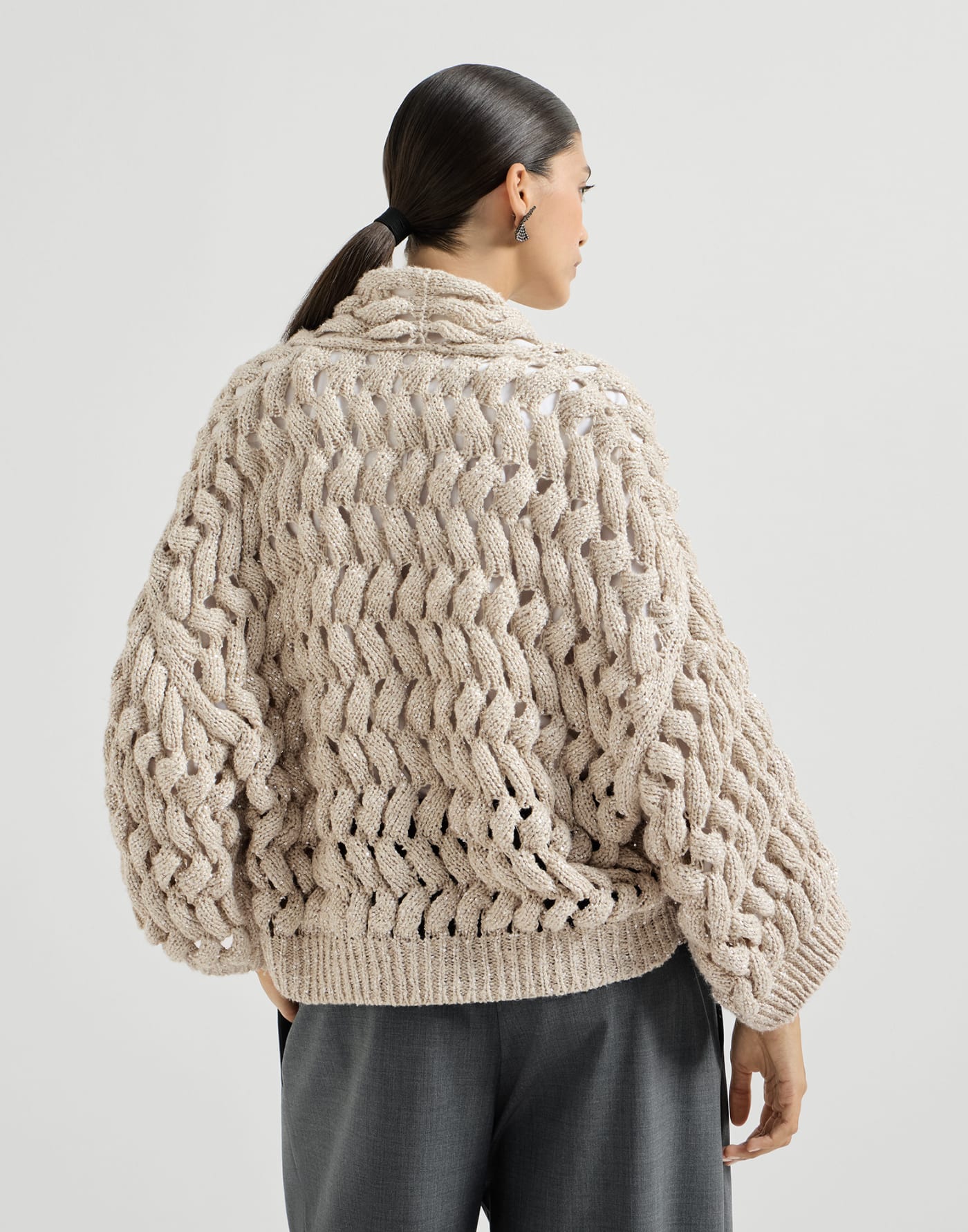 Dazzling waves cardigan Sand Woman - Brunello Cucinelli