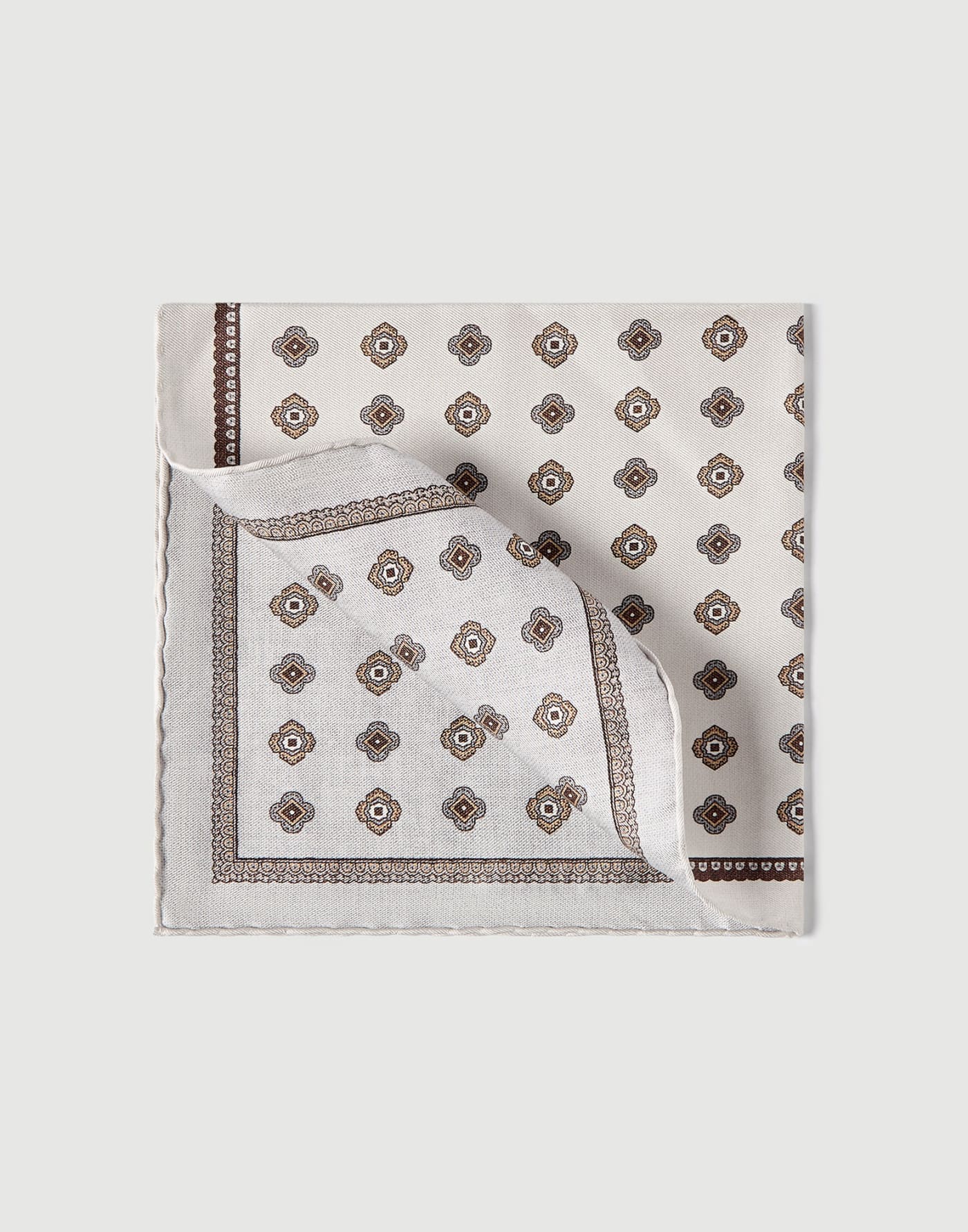 Silk pocket square with pattern White Man - Brunello Cucinelli