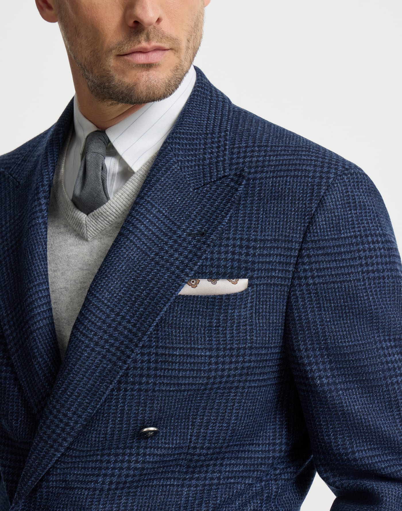 Silk pocket square with pattern White Man - Brunello Cucinelli