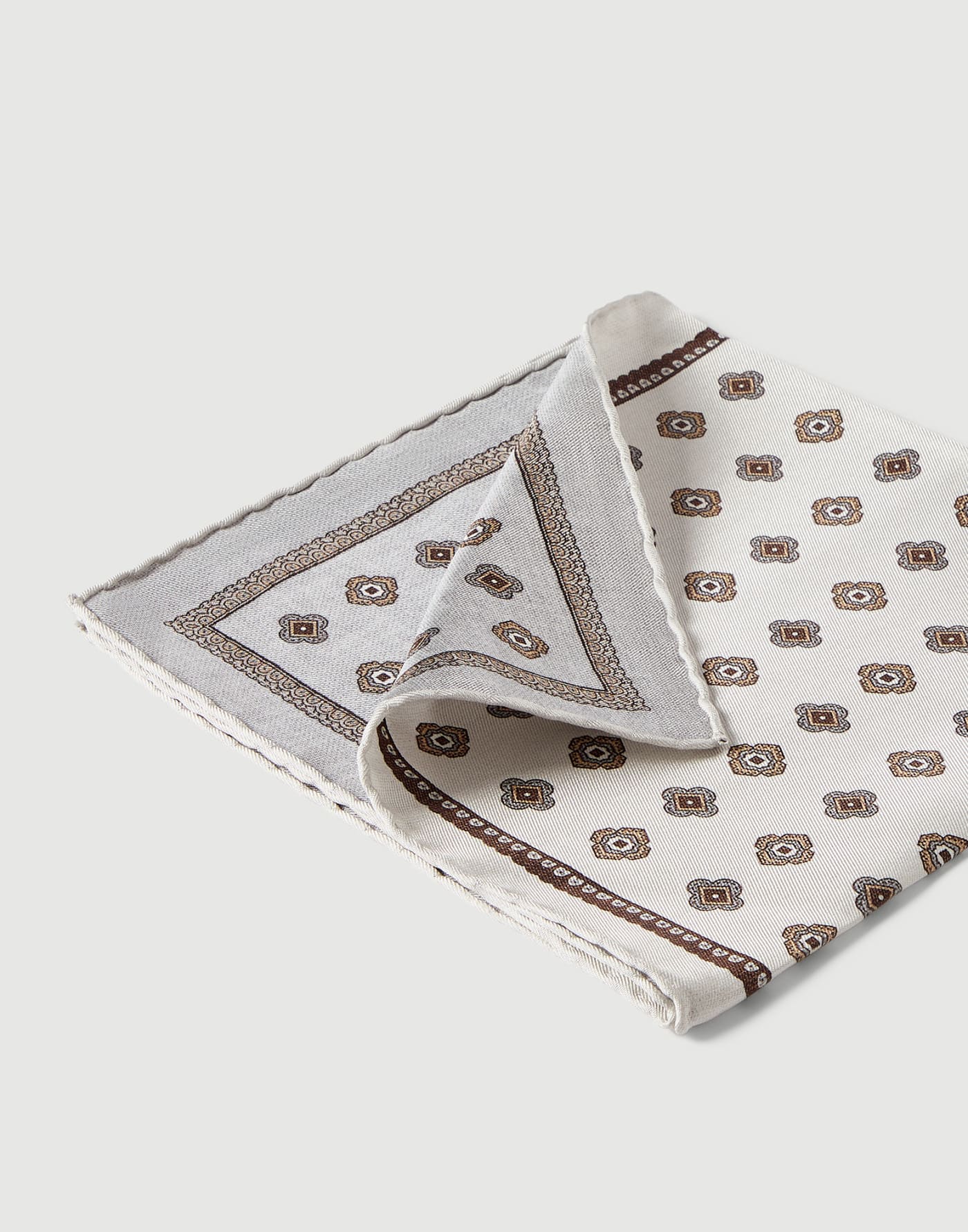 Silk pocket square with pattern White Man - Brunello Cucinelli