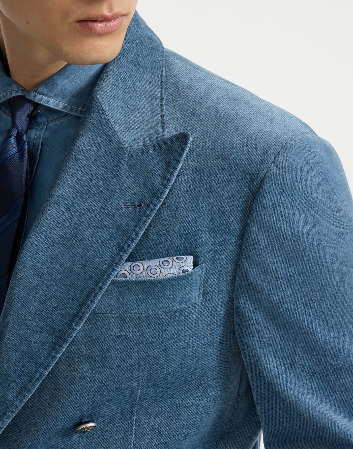 Spotted pocket square Cerulean Man - Brunello Cucinelli