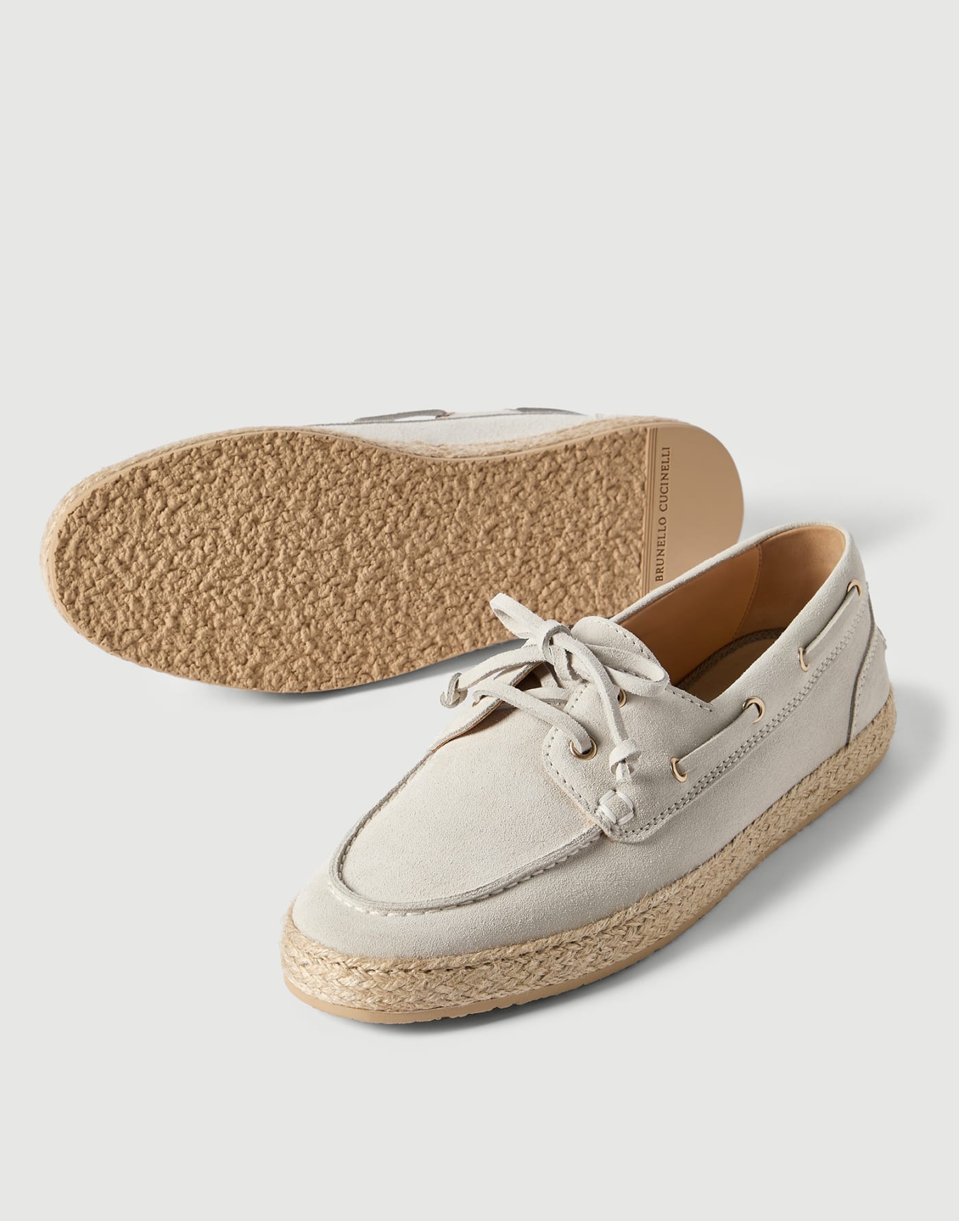 Suede boat shoes Light Grey Man - Brunello Cucinelli