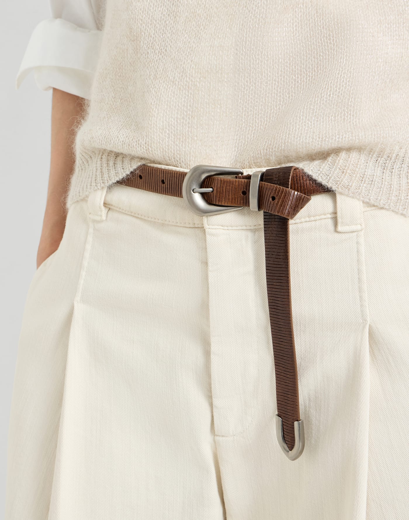Carved leather belt Light Brown Woman - Brunello Cucinelli