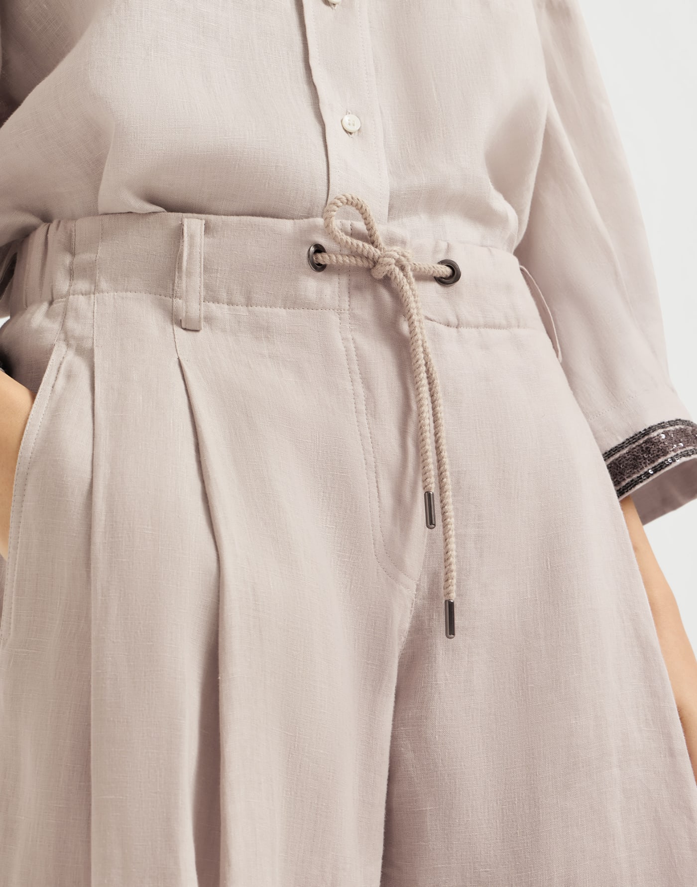 Linen trousers with drawstring Yuta Woman - Brunello Cucinelli