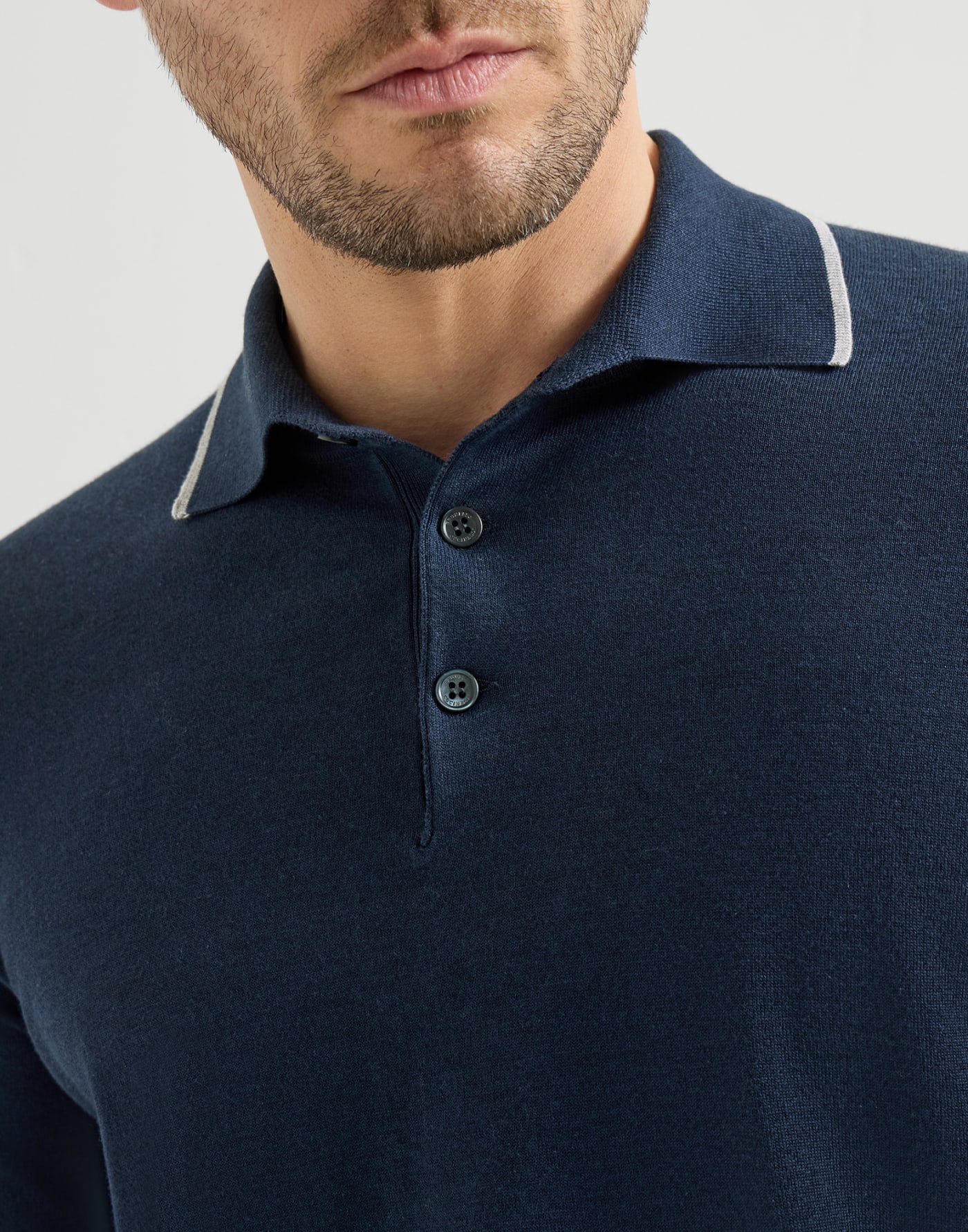 Lightweight knit Polo Avio Blue Man - Brunello Cucinelli
