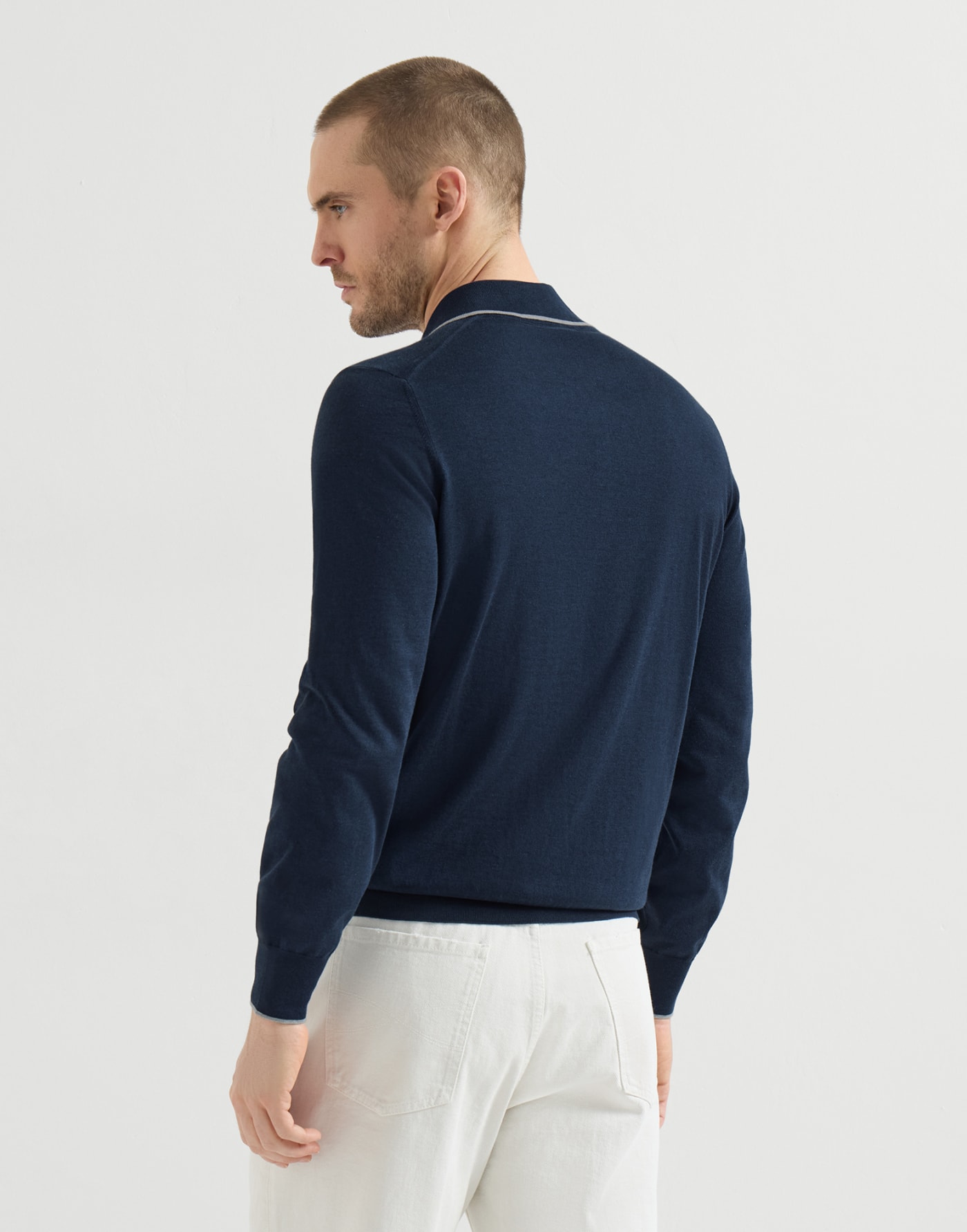 Lightweight knit Polo Avio Blue Man - Brunello Cucinelli