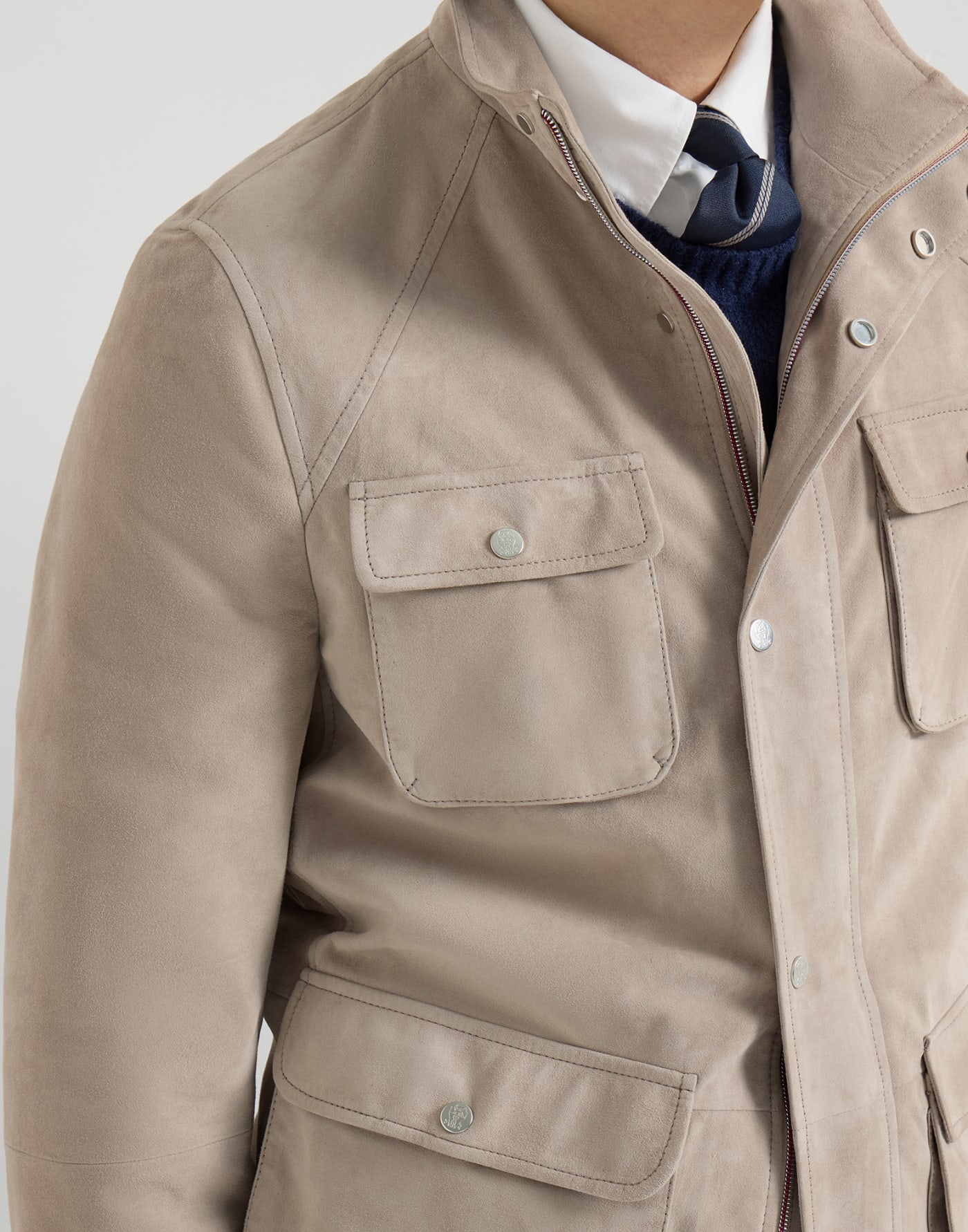 Suede unlined safari jacket Beige Man - Brunello Cucinelli