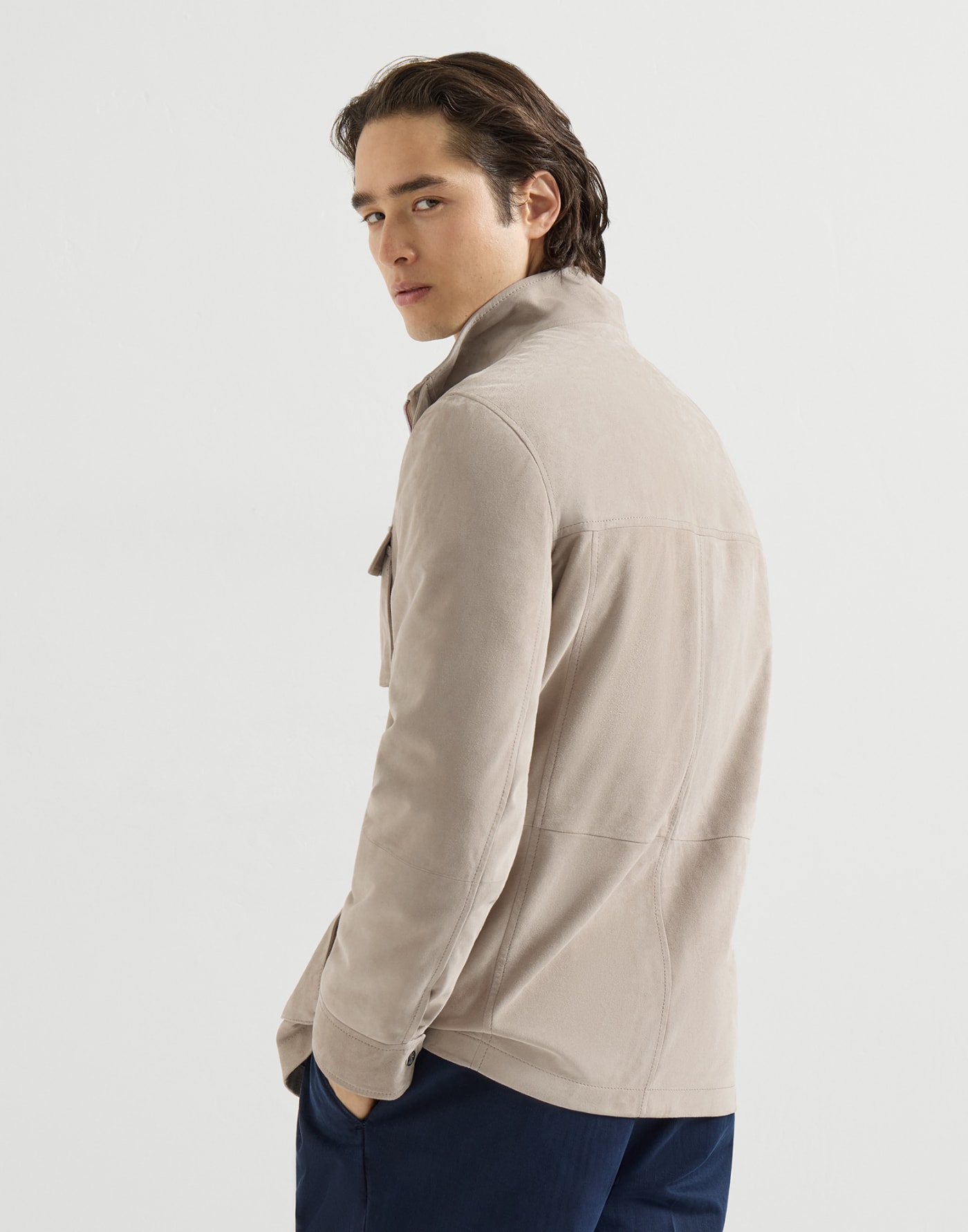 Suede unlined safari jacket Beige Man - Brunello Cucinelli