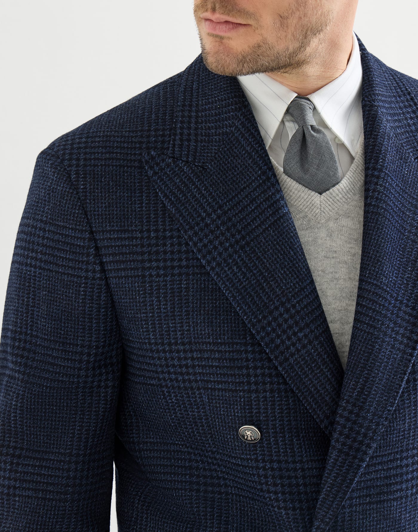 Giacca Tailor Principe di Galles Blu Uomo - Brunello Cucinelli
