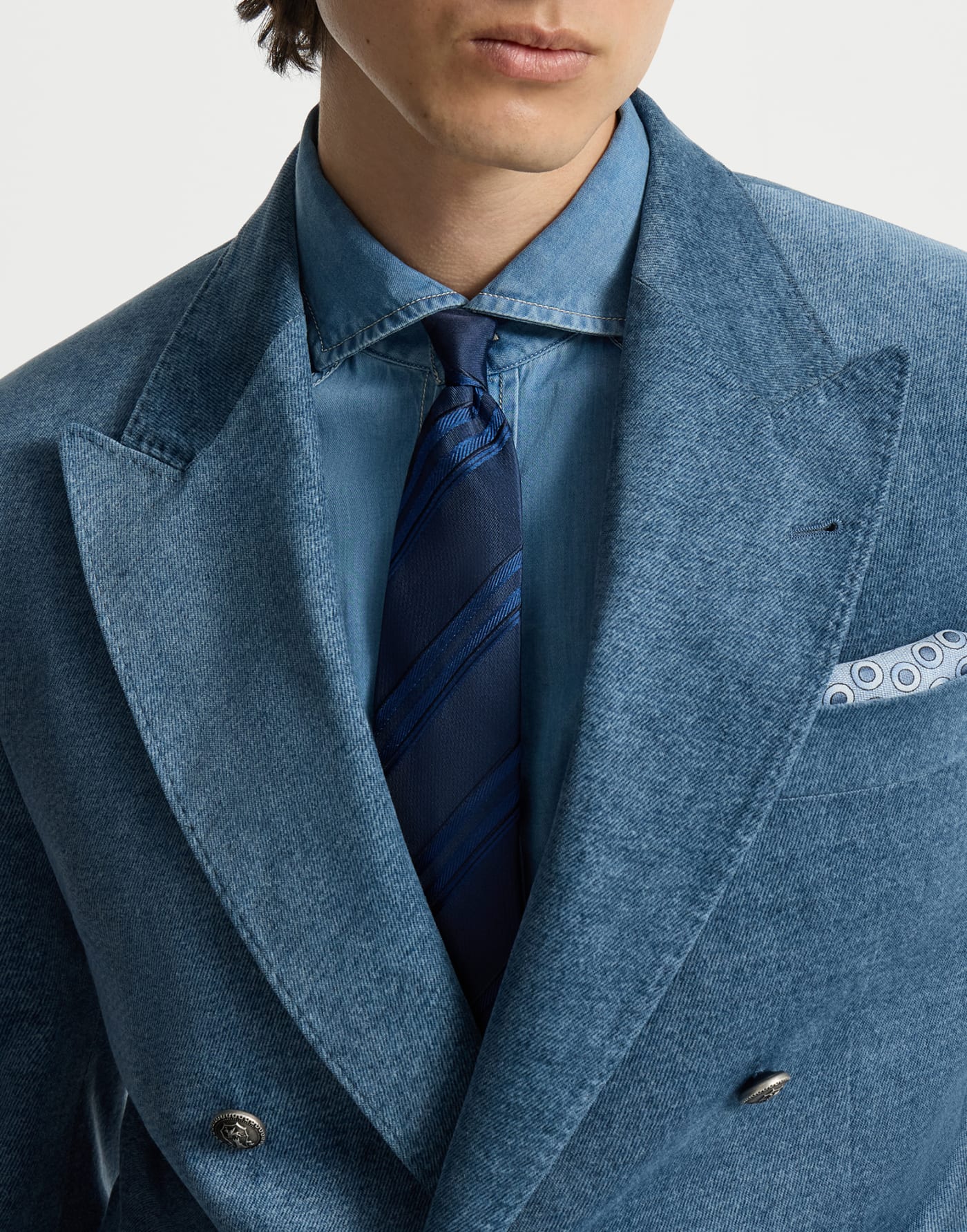 Striped silk necktie Blue Man - Brunello Cucinelli