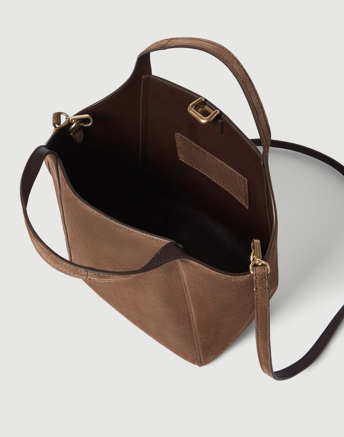 Sartorial small bucket bag in suede Caramel Woman - Brunello Cucinelli