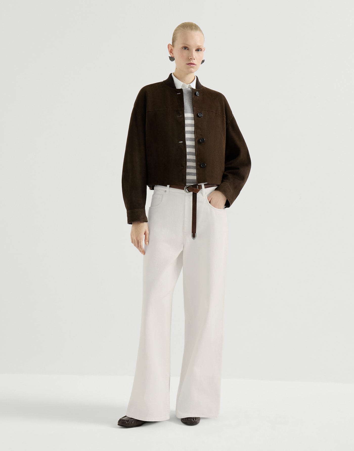 Relaxed trousers with monili Panama Woman - Brunello Cucinelli
