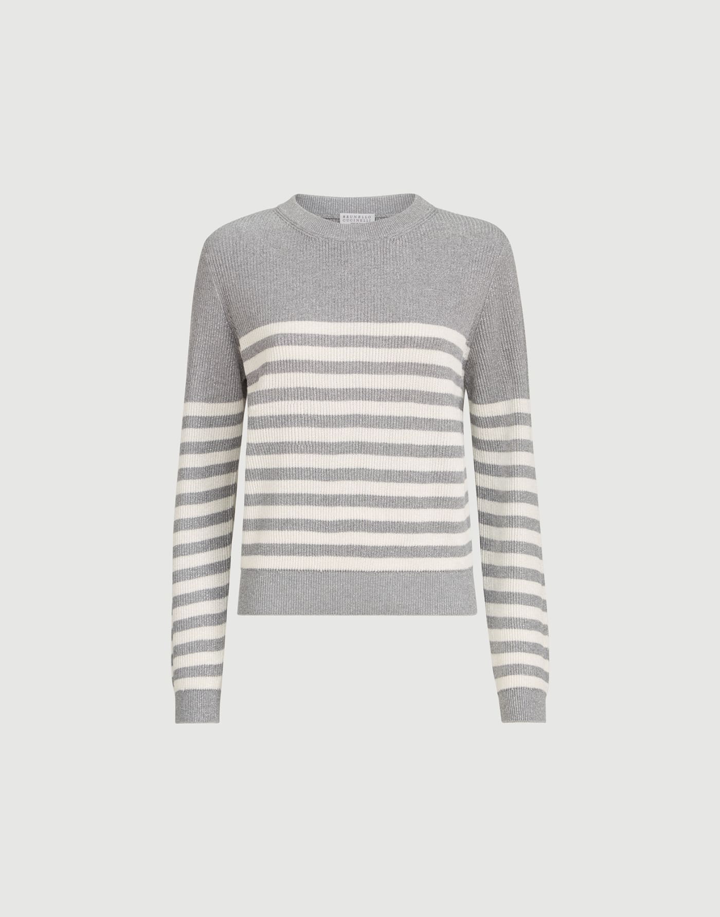 Cotton Sparkling yarn sweater Silver Woman - Brunello Cucinelli