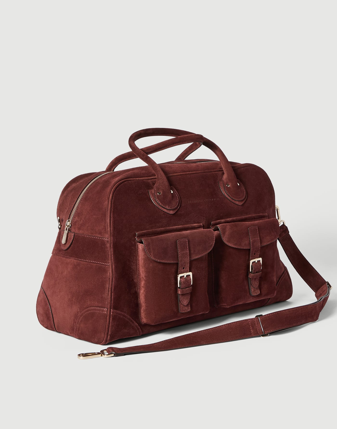 Сумка Weekender из замши Бургунди Мужчина - Brunello Cucinelli