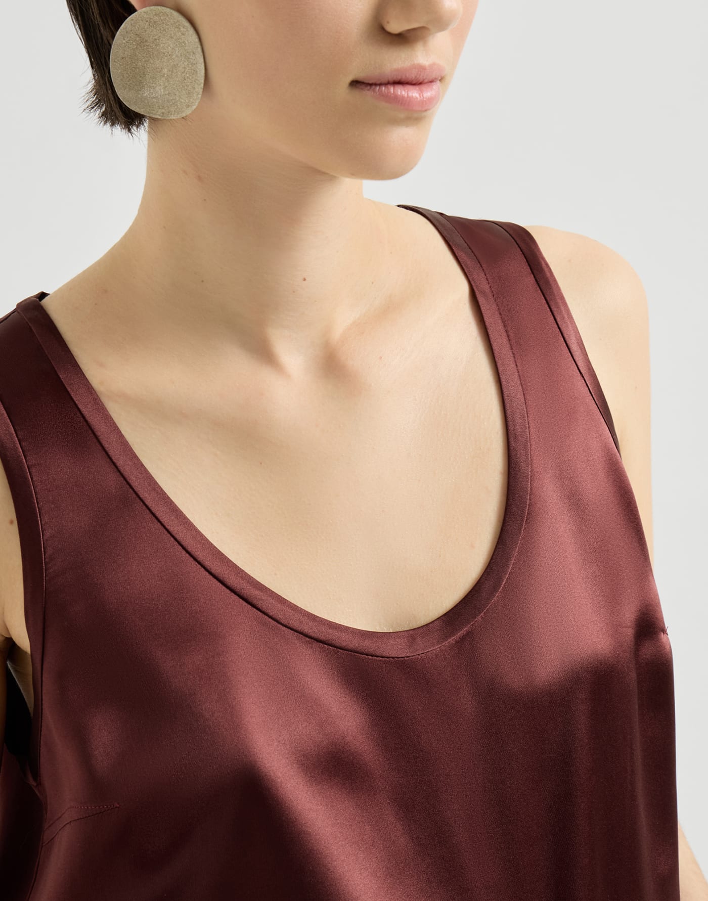 Stretch silk satin camisole Wine Woman - Brunello Cucinelli