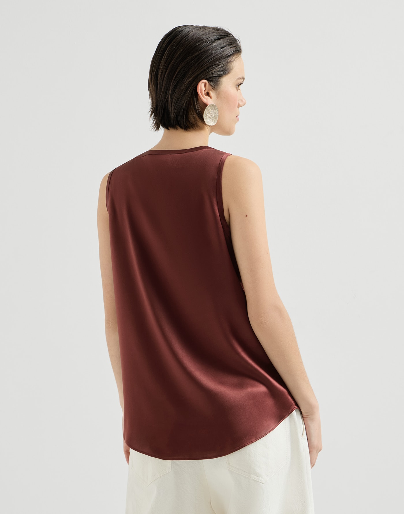 Stretch silk satin camisole Wine Woman - Brunello Cucinelli